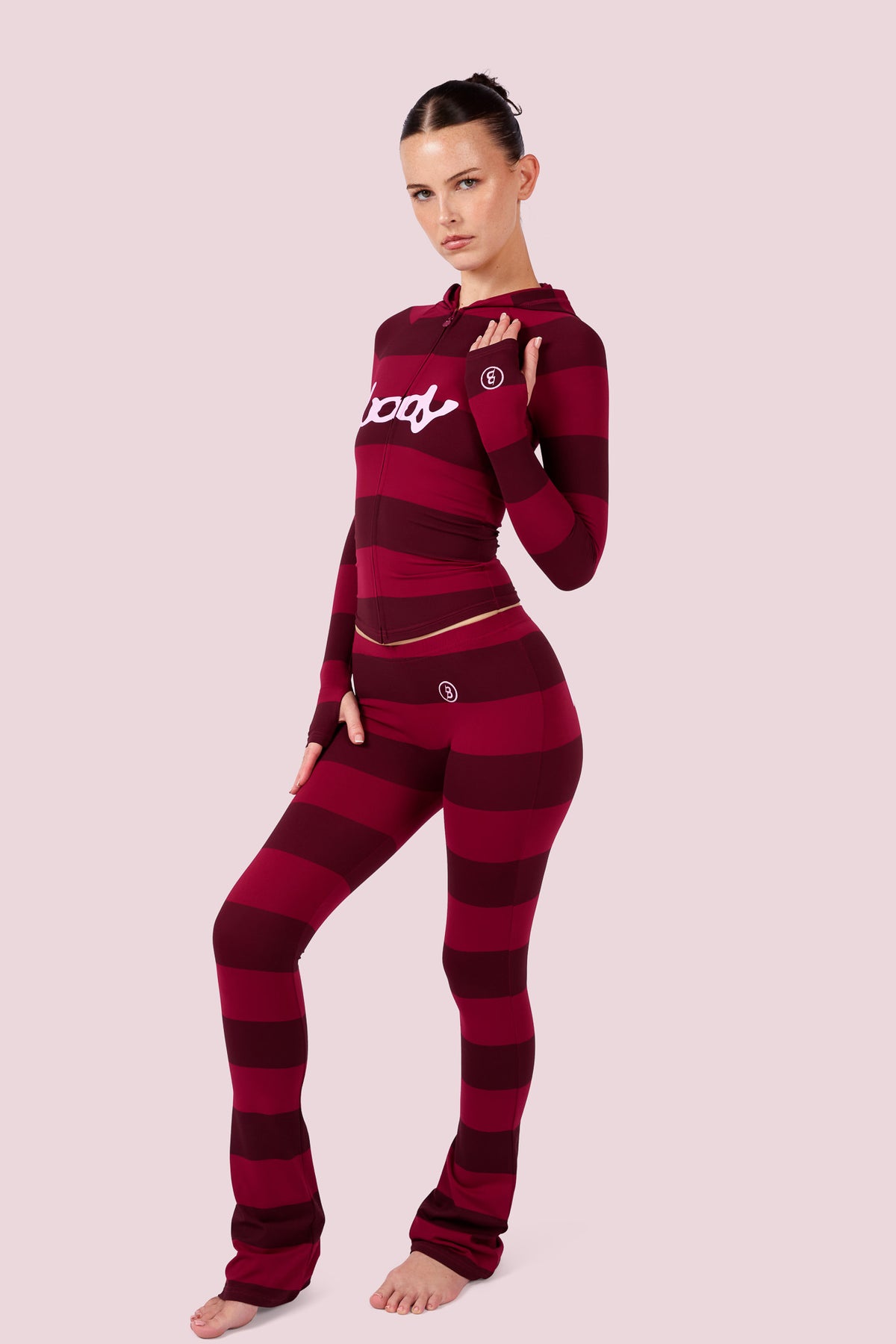 BODY BASICS 2.0 ULTRA LOW-RISE LEGGINGS (BURGUNDY ROSE STRIPE)
