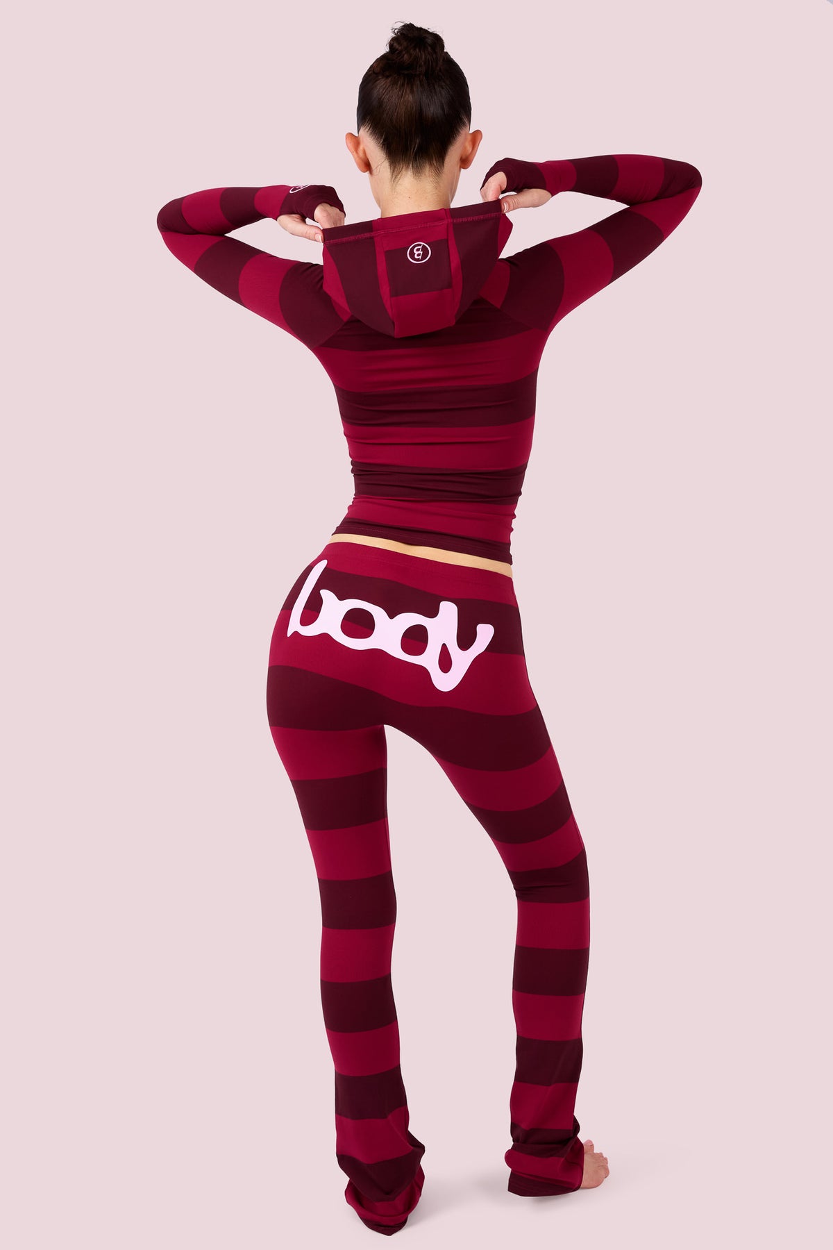 BODY BASICS 2.0 ULTRA LOW-RISE LEGGINGS (BURGUNDY ROSE STRIPE)