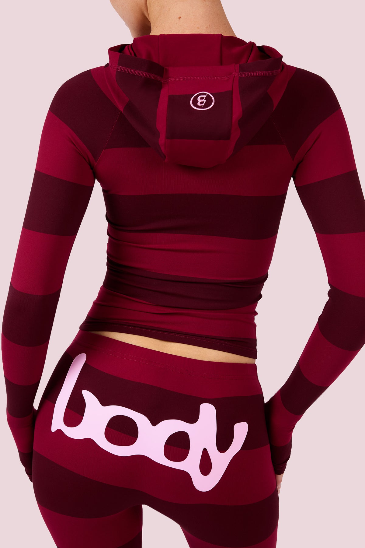 BODY BASICS 2.0 HOODIE (BURGUNDY ROSE STRIPE)