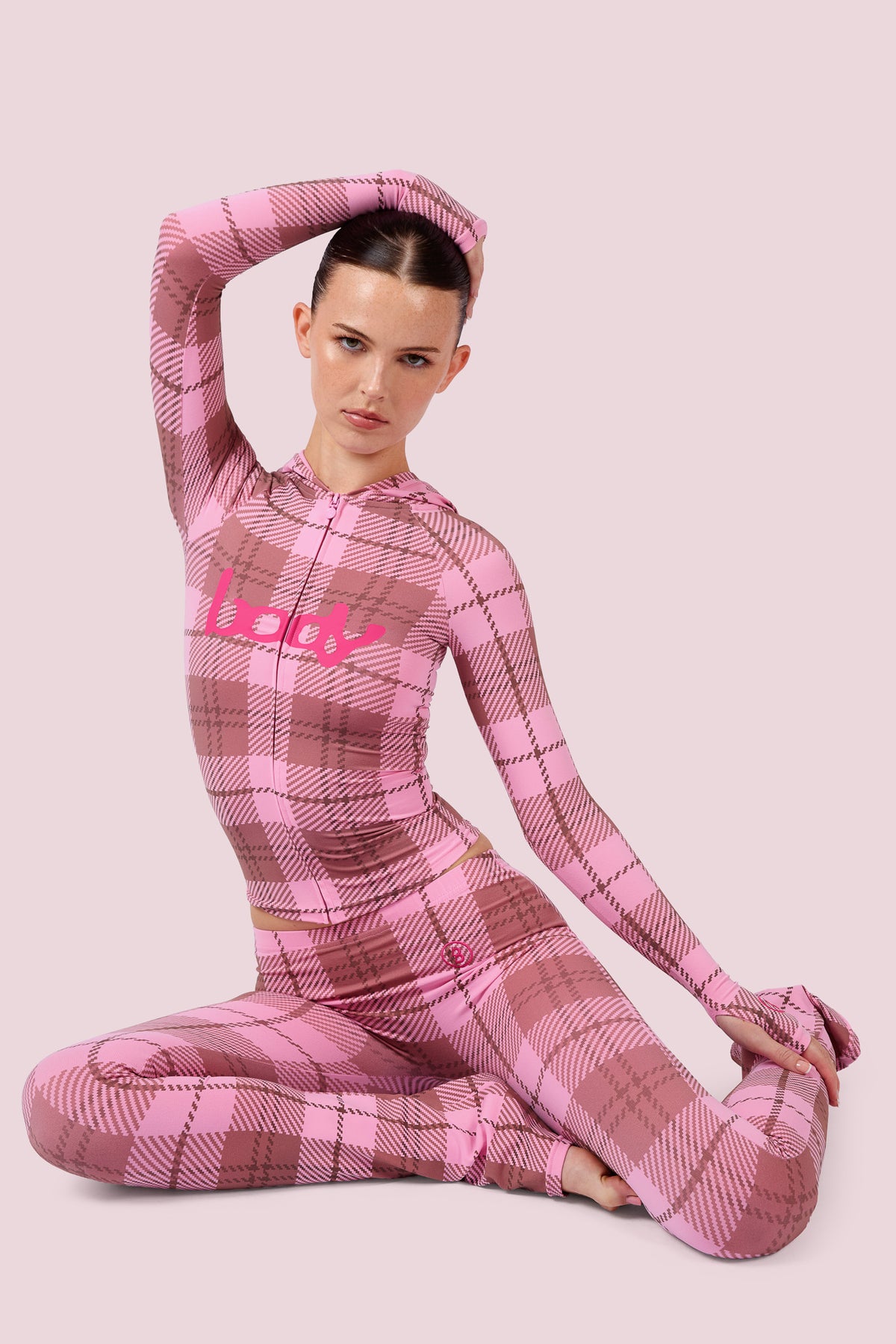 BODY BASICS 2.0 HOODIE (PINK PLAID)