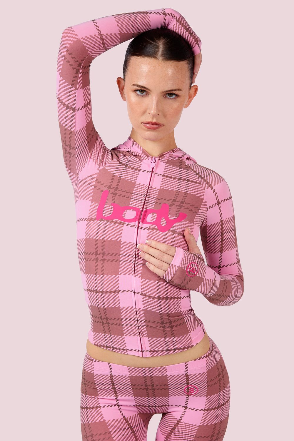 BODY BASICS 2.0 HOODIE (PINK PLAID)