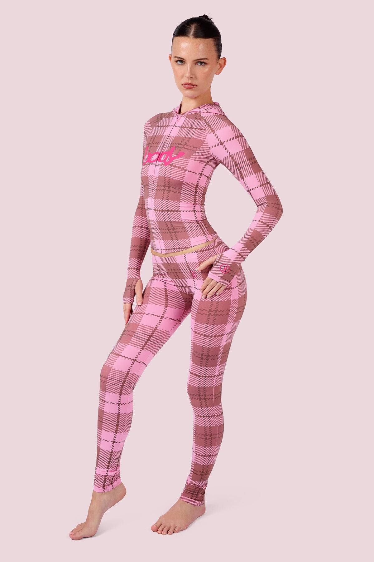 BODY BASICS 2.0 HOODIE (PINK PLAID)