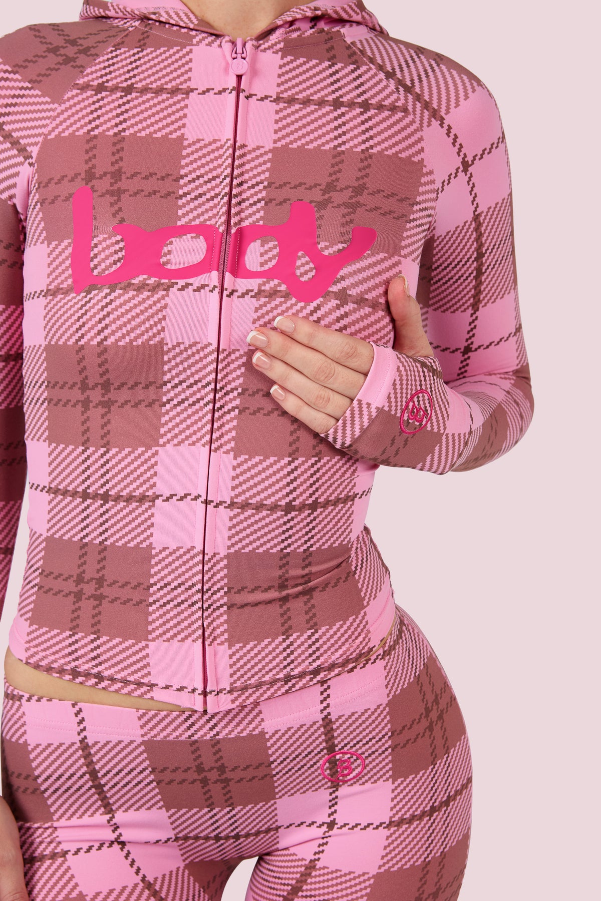 BODY BASICS 2.0 HOODIE (PINK PLAID)
