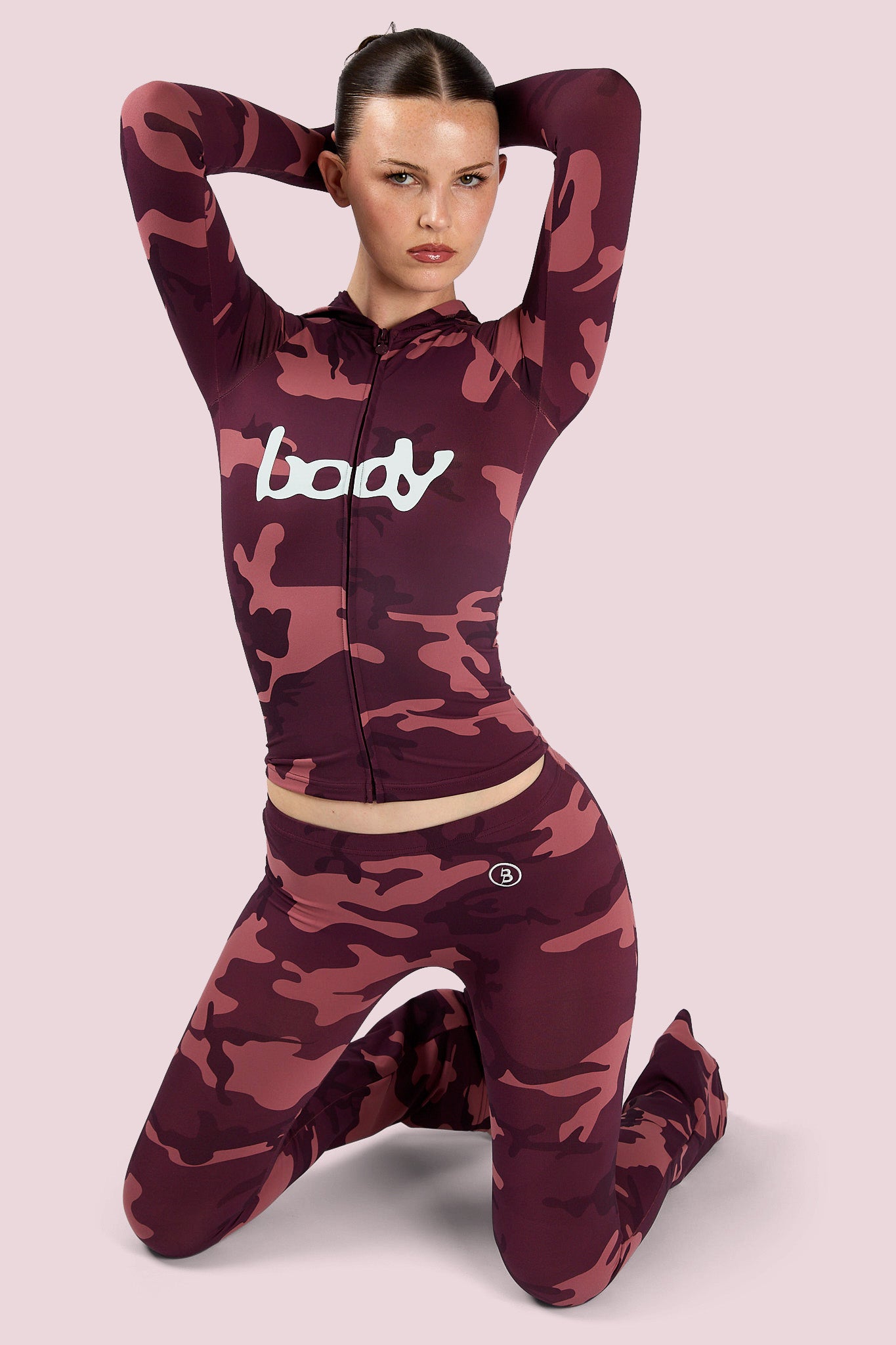 bloodStream BODYLINE カットソー　パンク　ダークコア BASICS HOODIE 2.0 (BERRY CAMO/SKY BLUE) — Body by Raven Tracy