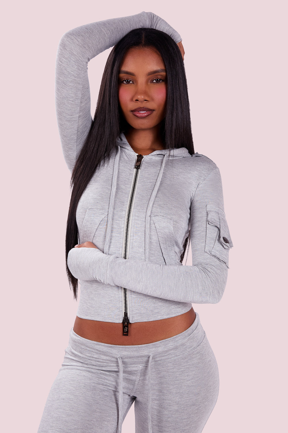 BODY CARGO HOODIE (HEATHER GREY)