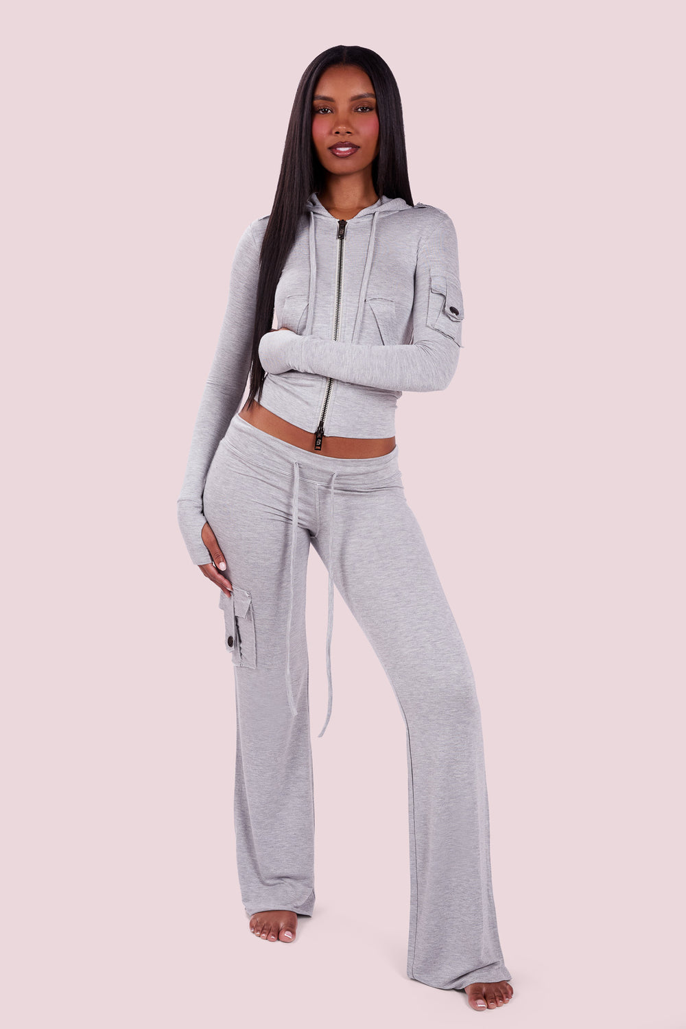 BODY CARGO HOODIE (HEATHER GREY)