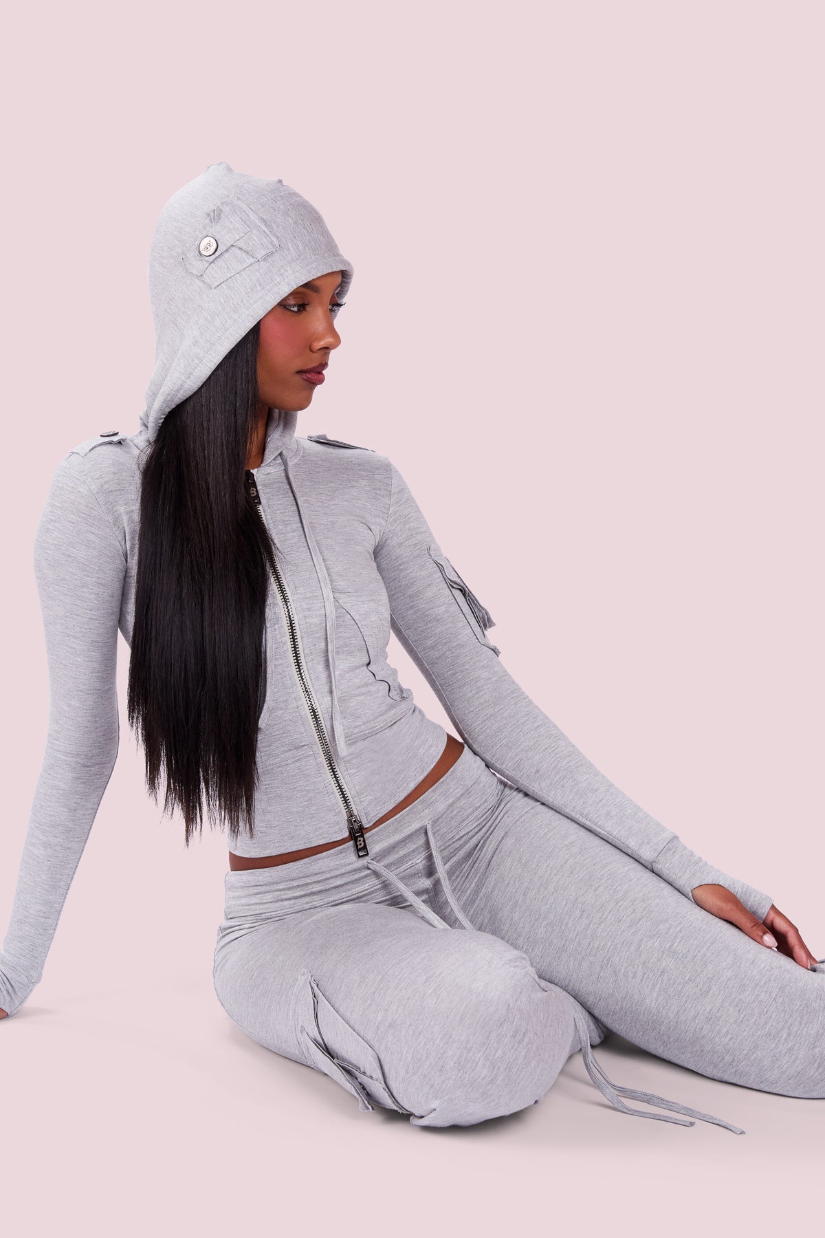BODY CARGO HOODIE (HEATHER GREY)