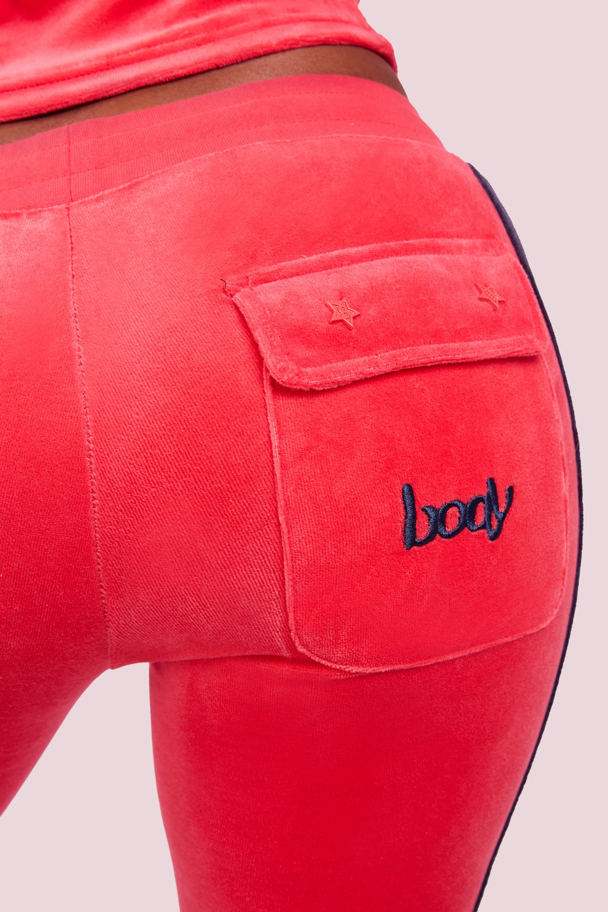 BODY VELOUR TRACK PANT (CHILLI RED/NAVY)