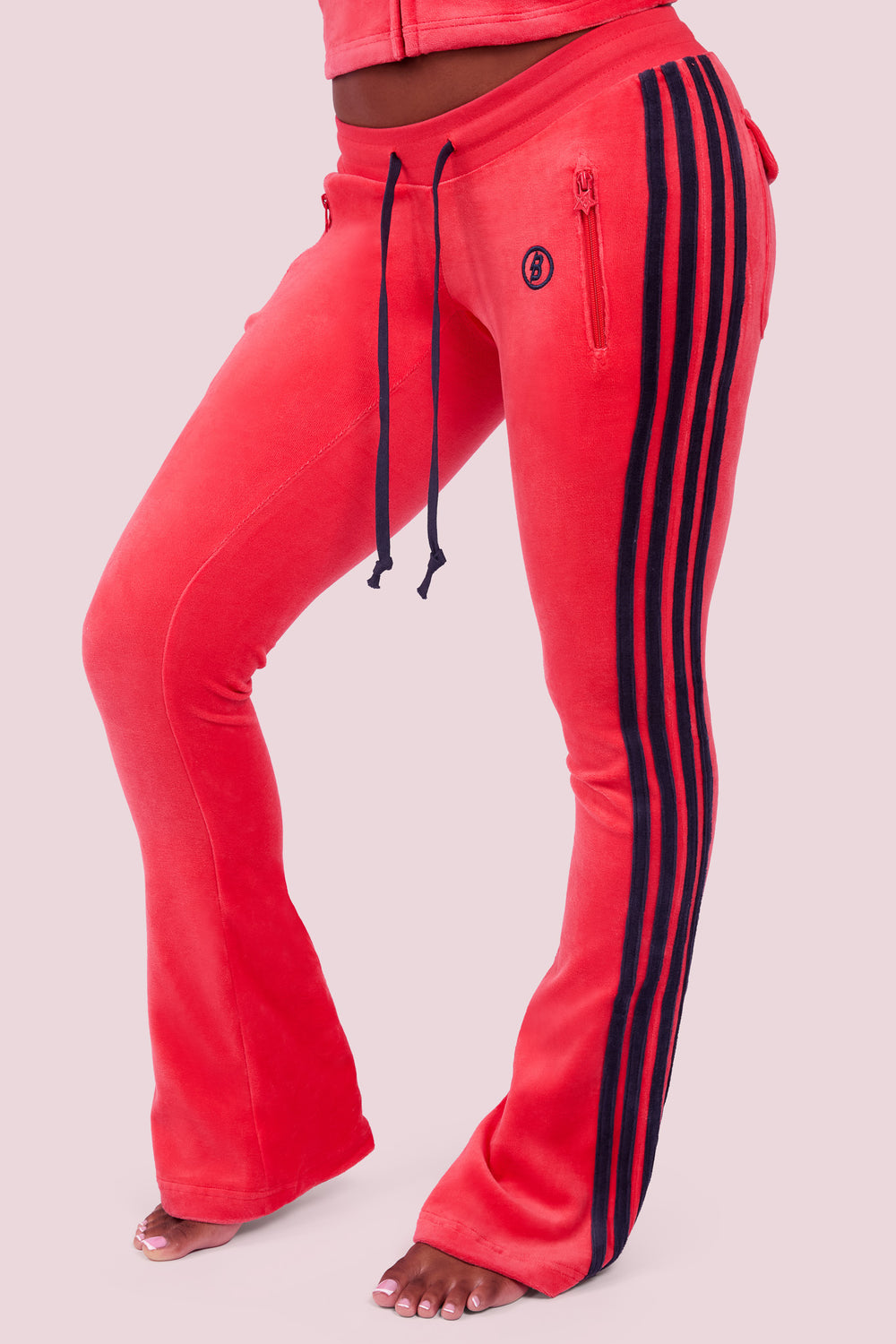 BODY VELOUR TRACK PANT (CHILLI RED/NAVY)