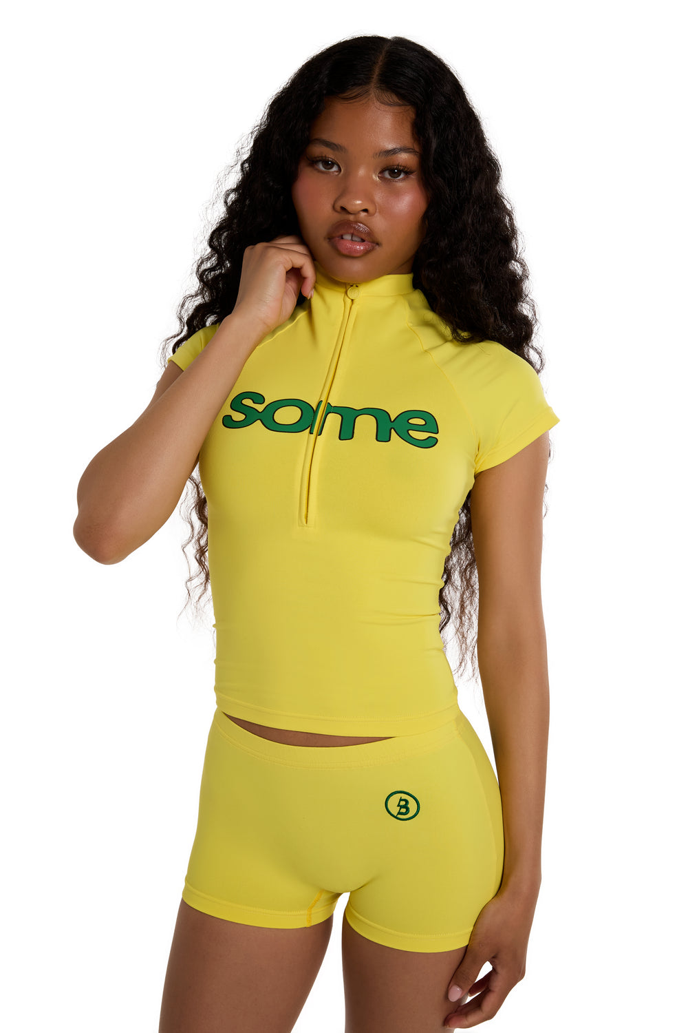 PRE-ORDER - BODY X LATTO MINI SHORTS (YELLOW/GREEN)