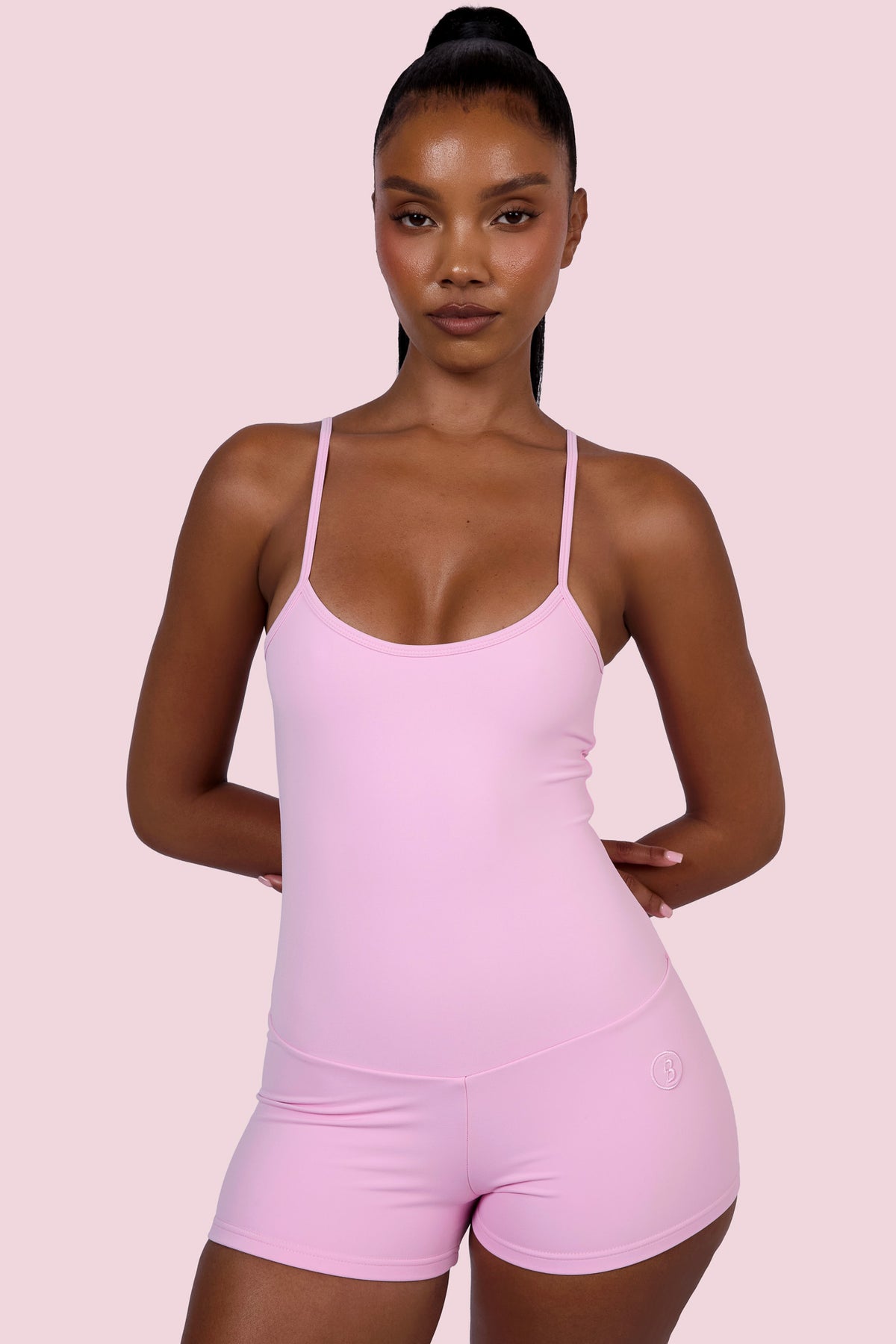 EVERYBODY BASICS SPAGHETTI STRAP ROMPER (LIGHT PINK)