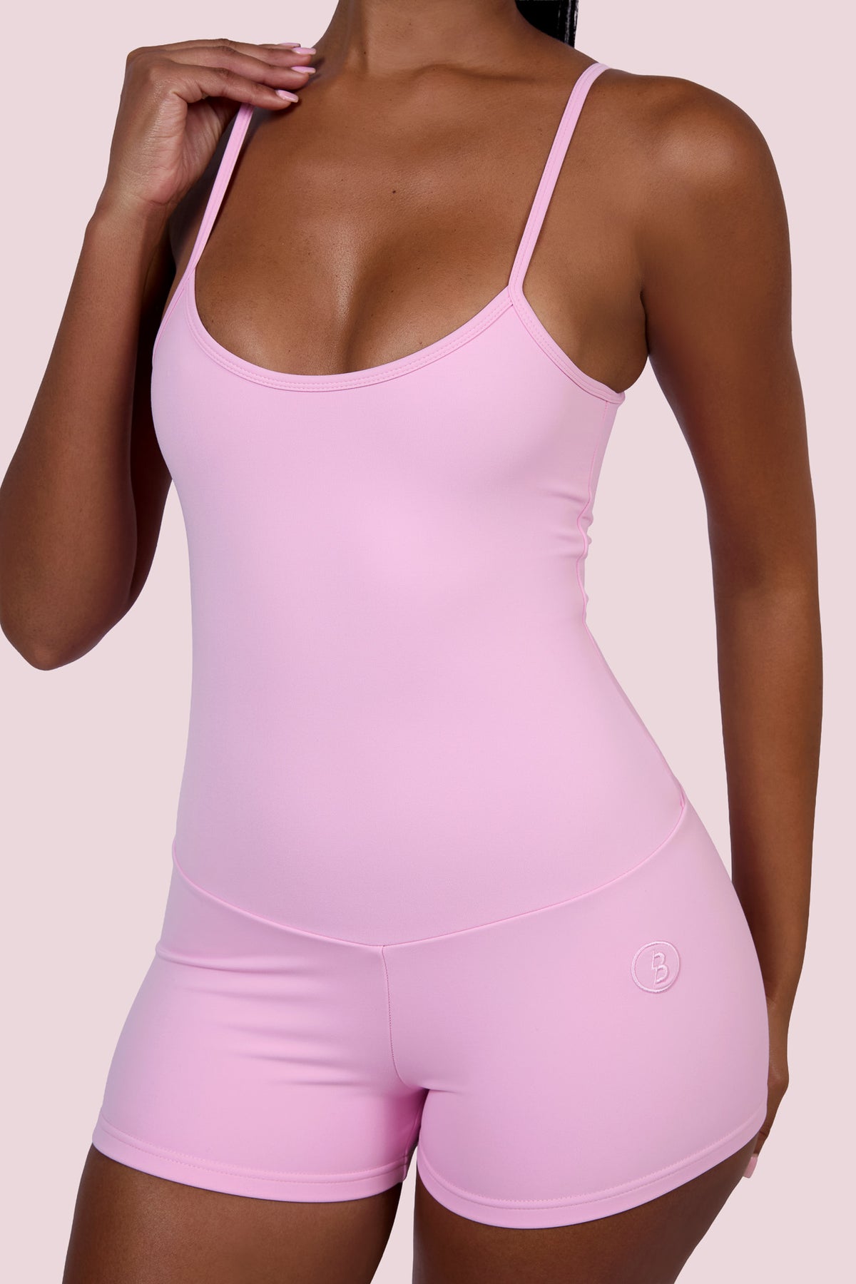 EVERYBODY BASICS SPAGHETTI STRAP ROMPER (LIGHT PINK)