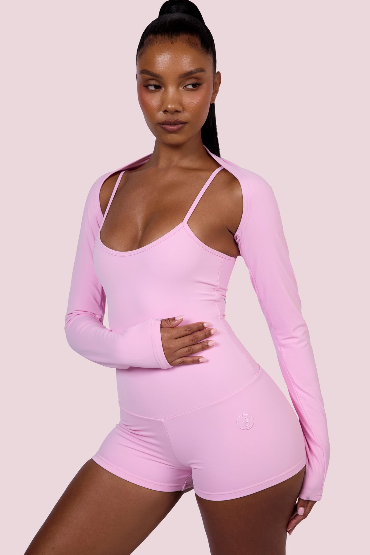 EVERYBODY BASICS SPAGHETTI STRAP ROMPER (LIGHT PINK)