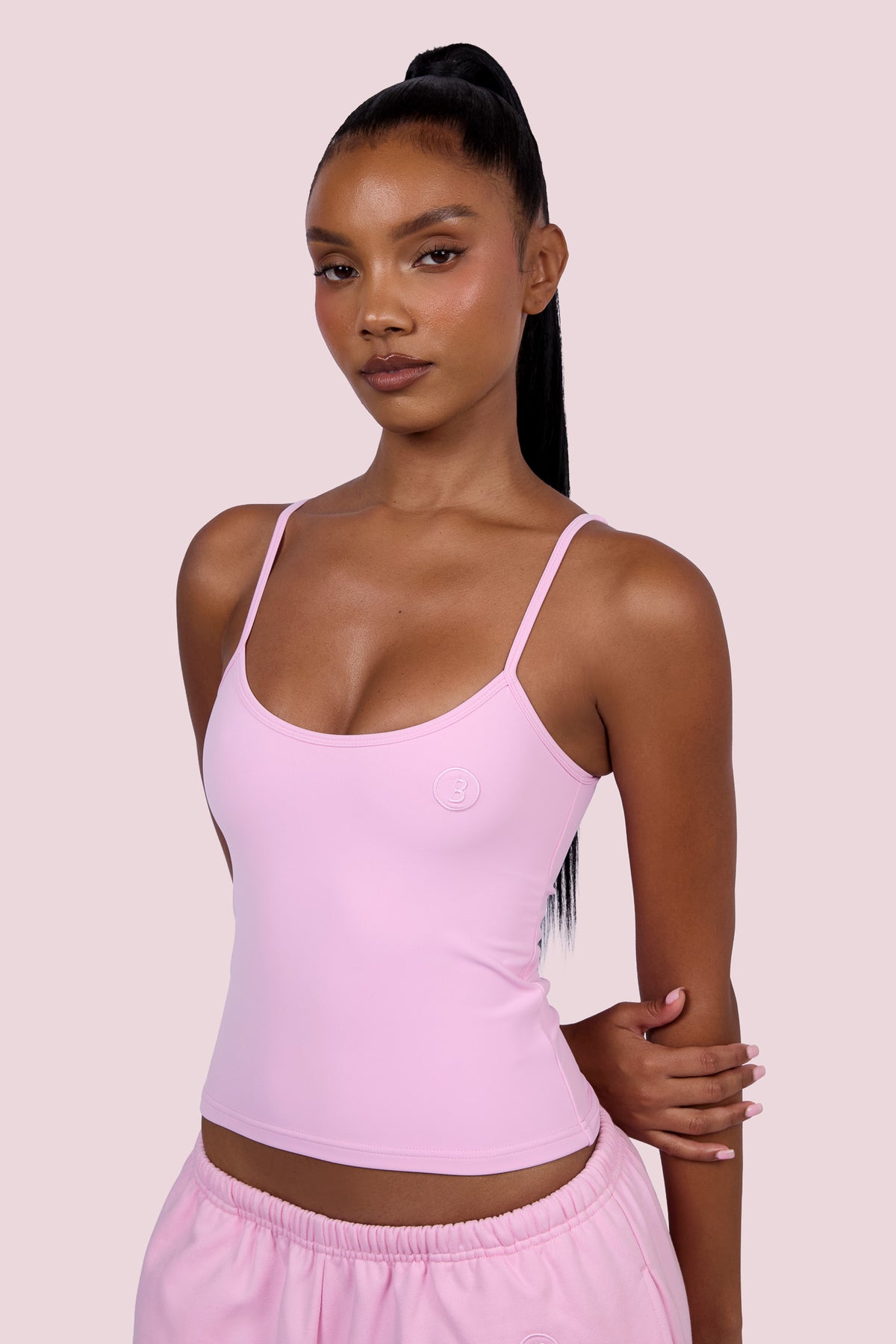 EVERYBODY BASICS ADJUSTABLE SPAGHETTI STRAP TANK TOP (LIGHT PINK)