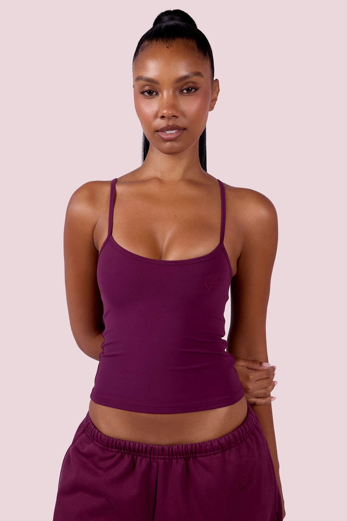 EVERYBODY BASICS ADJUSTABLE SPAGHETTI STRAP TANK TOP (GRAPE WINE)