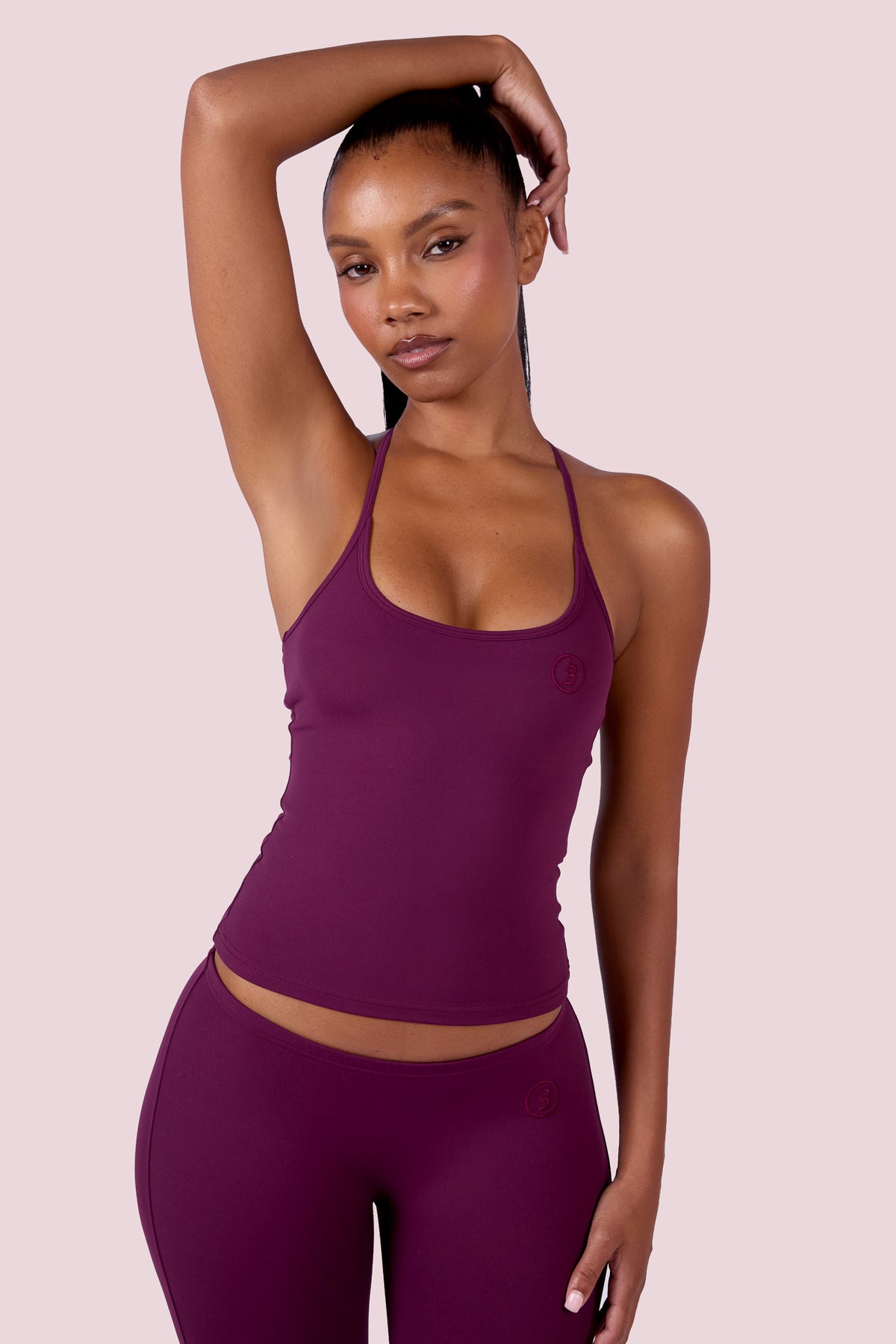 EVERYBODY BASICS HALTER TANK TOP (GRAPE WINE)