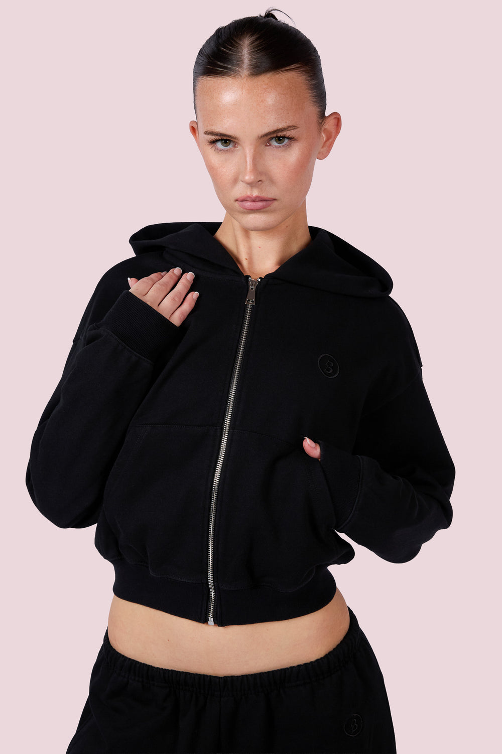 EVERYBODY BASICS ZIP UP SWEATSUIT HOODIE (BLACK)