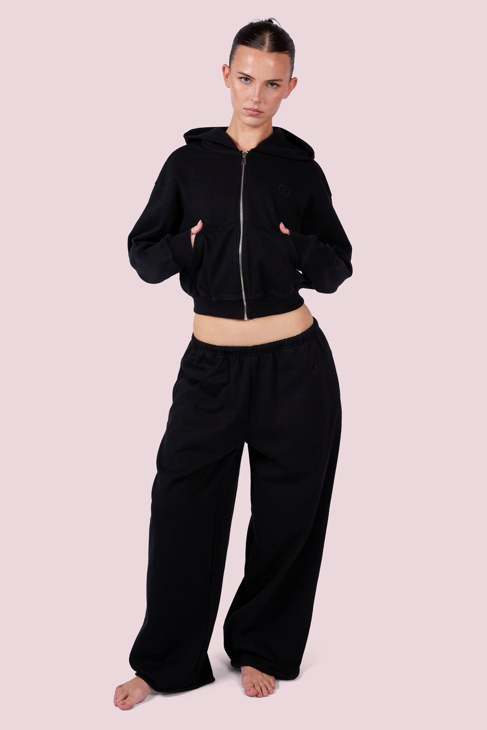 EVERYBODY BASICS ZIP UP SWEATSUIT HOODIE (BLACK)
