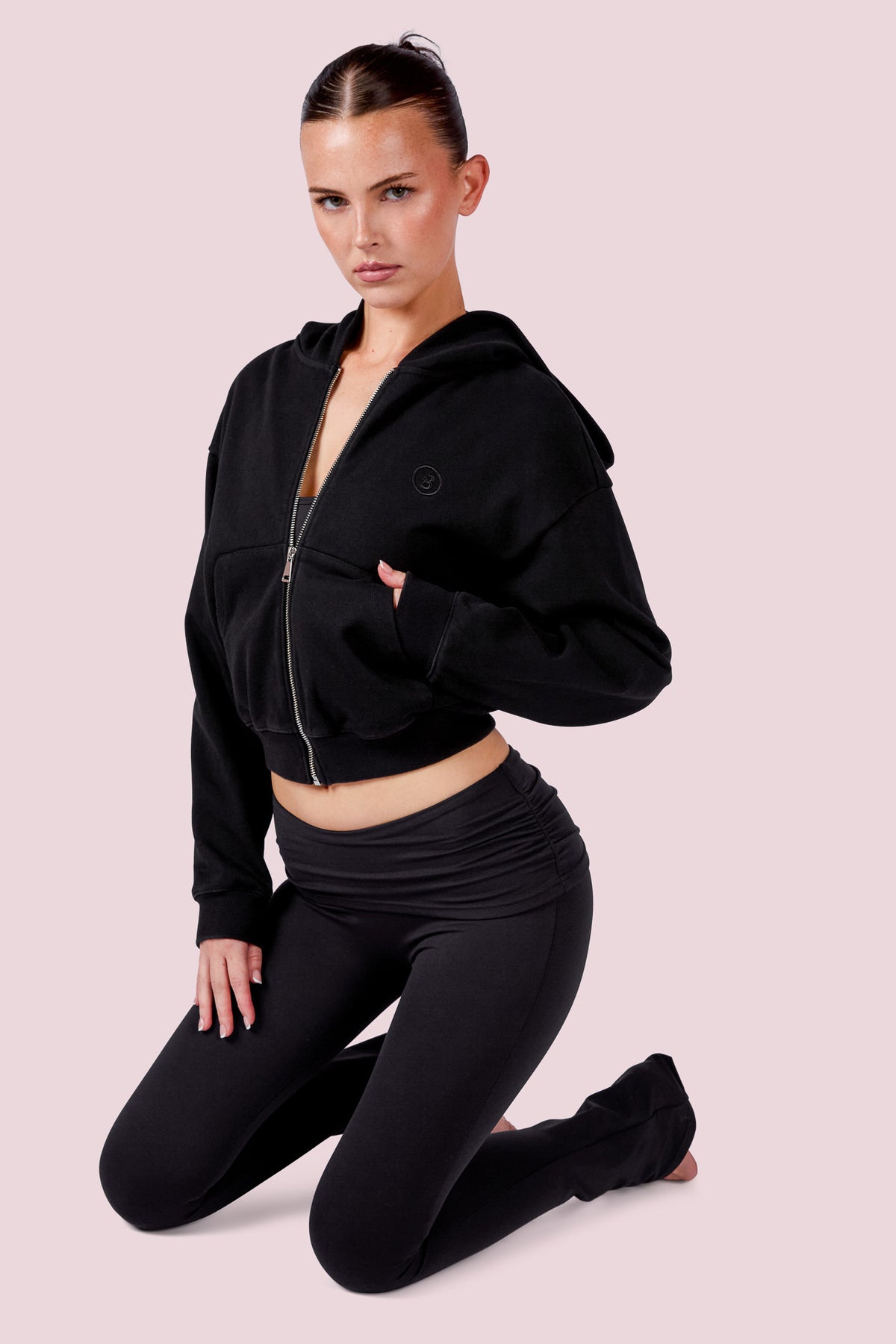 EVERYBODY BASICS ZIP UP SWEATSUIT HOODIE (BLACK)