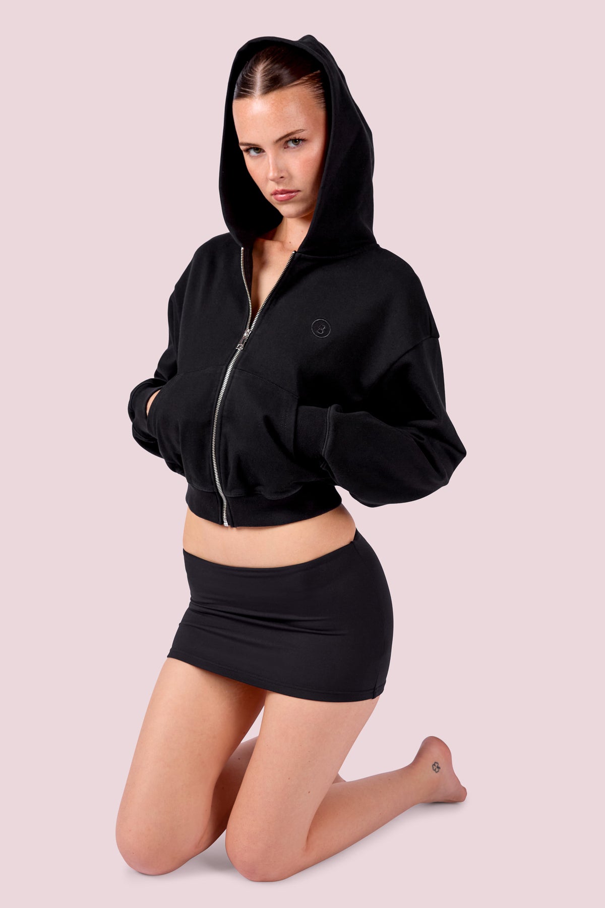 EVERYBODY BASICS ZIP UP SWEATSUIT HOODIE (BLACK)