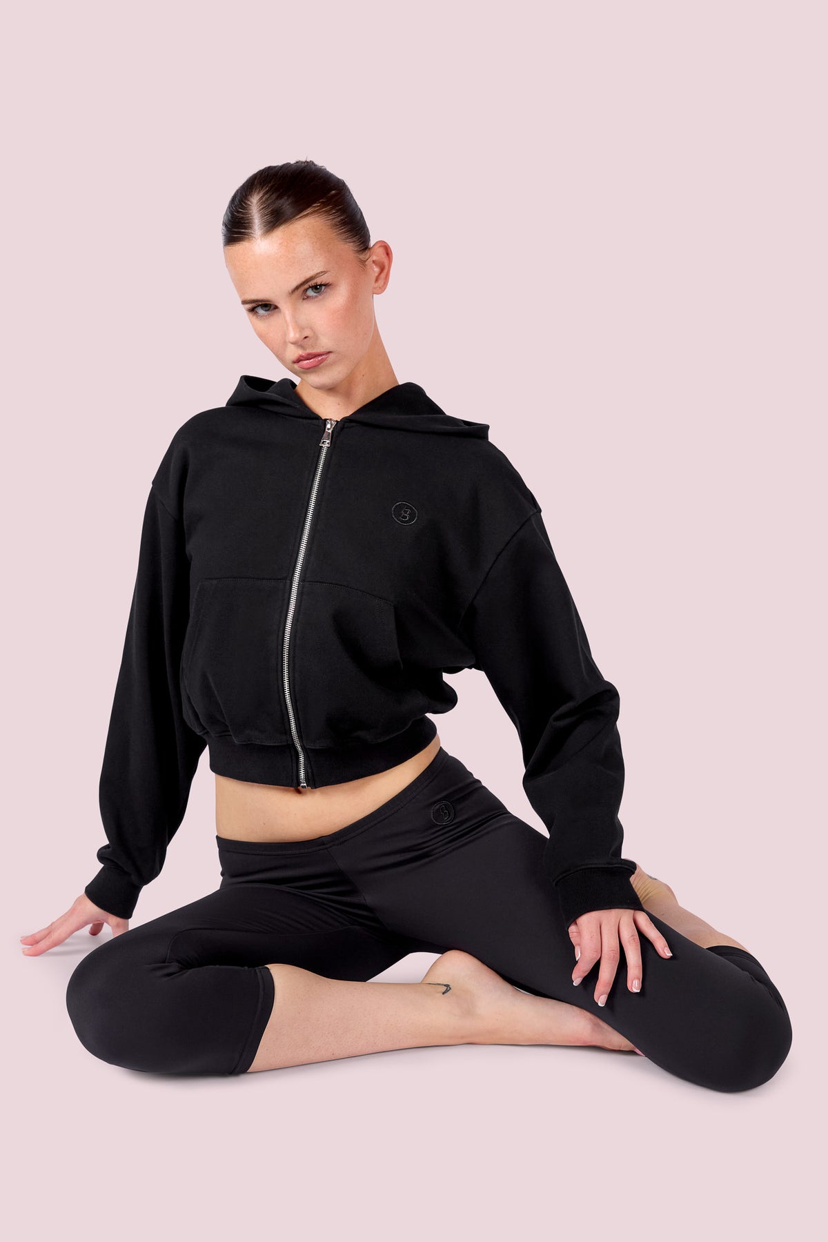 EVERYBODY BASICS ZIP UP SWEATSUIT HOODIE (BLACK)