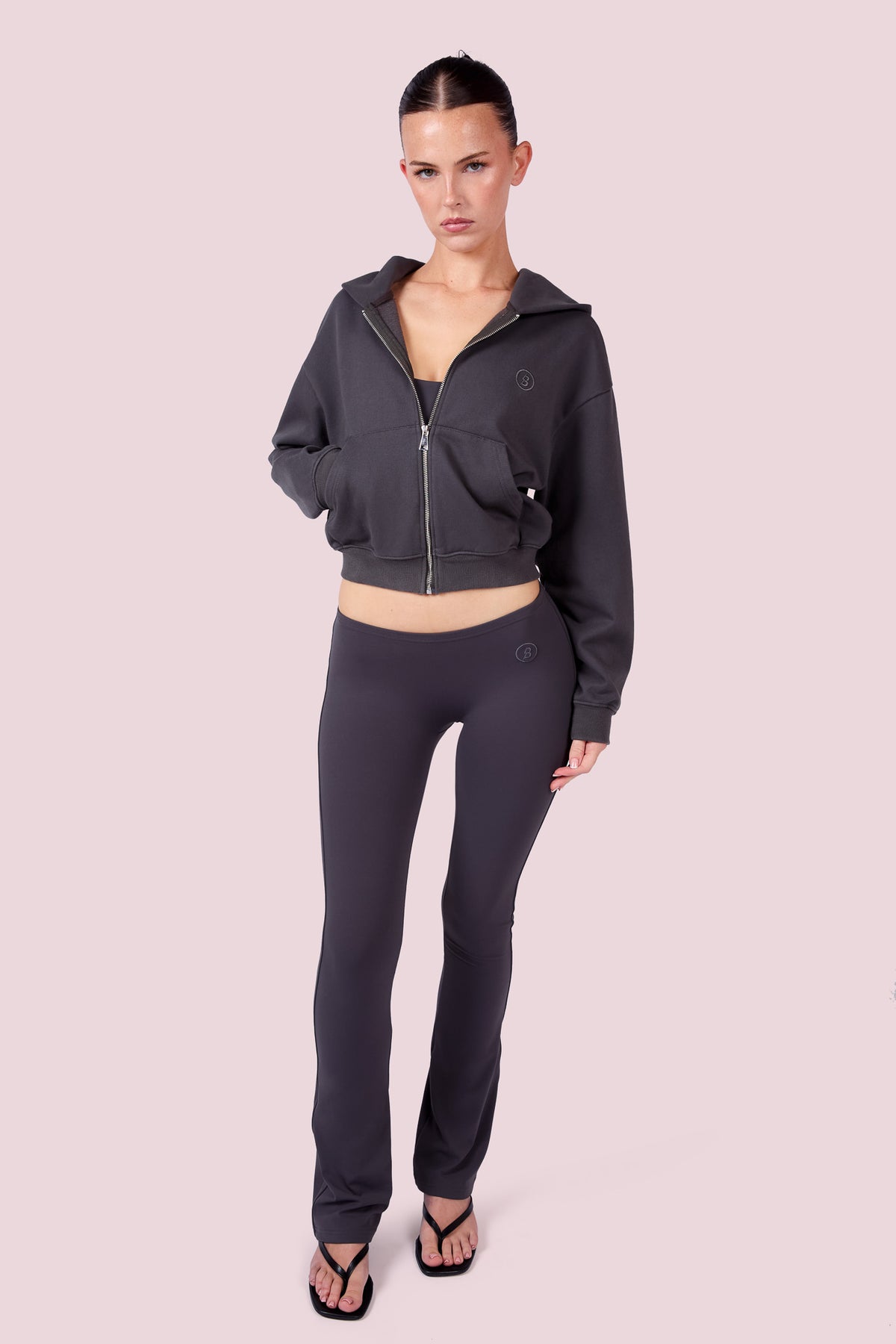 EVERYBODY BASICS ZIP UP SWEATSUIT HOODIE (CHARCOAL)