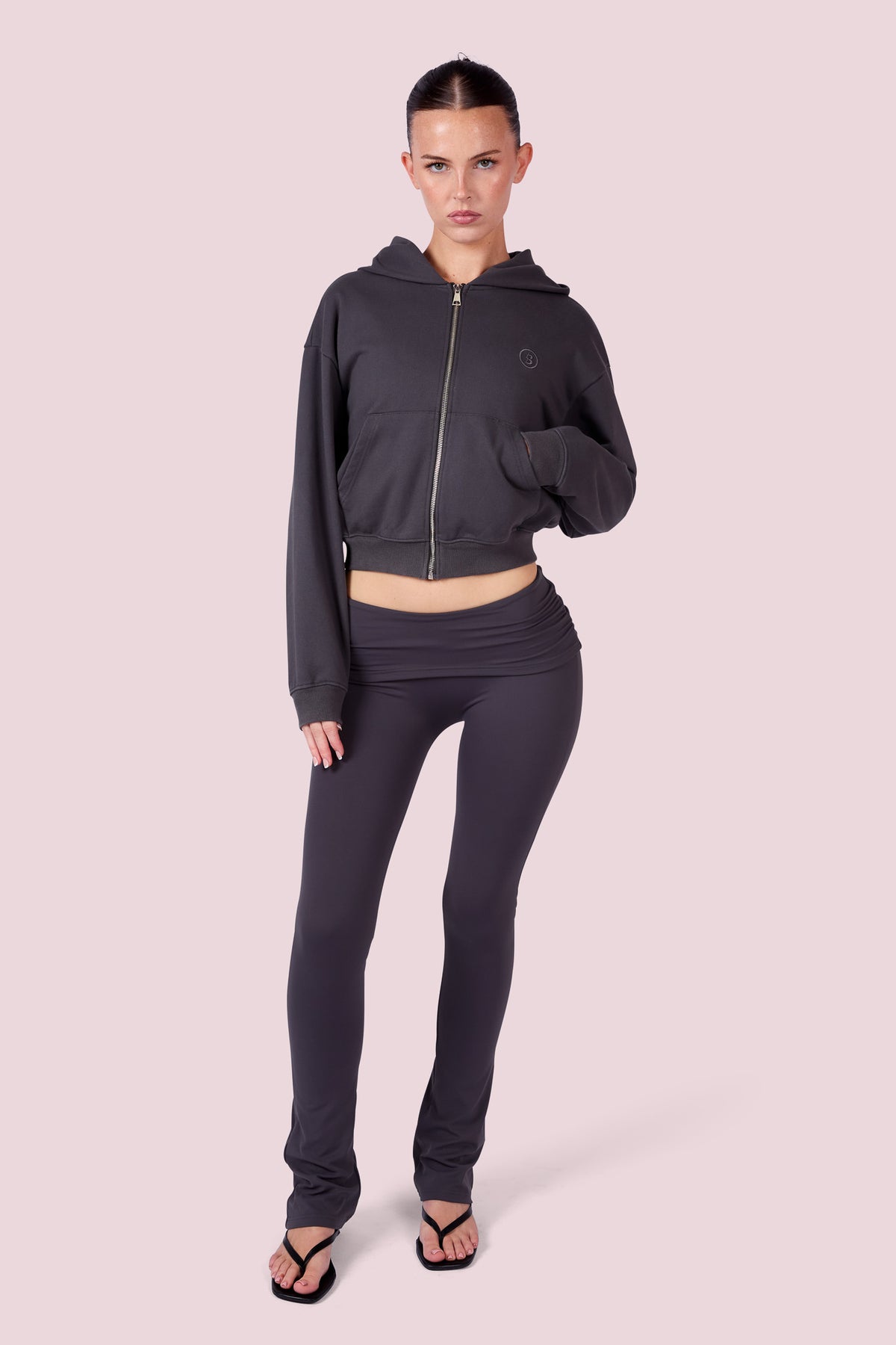EVERYBODY BASICS ZIP UP SWEATSUIT HOODIE (CHARCOAL)