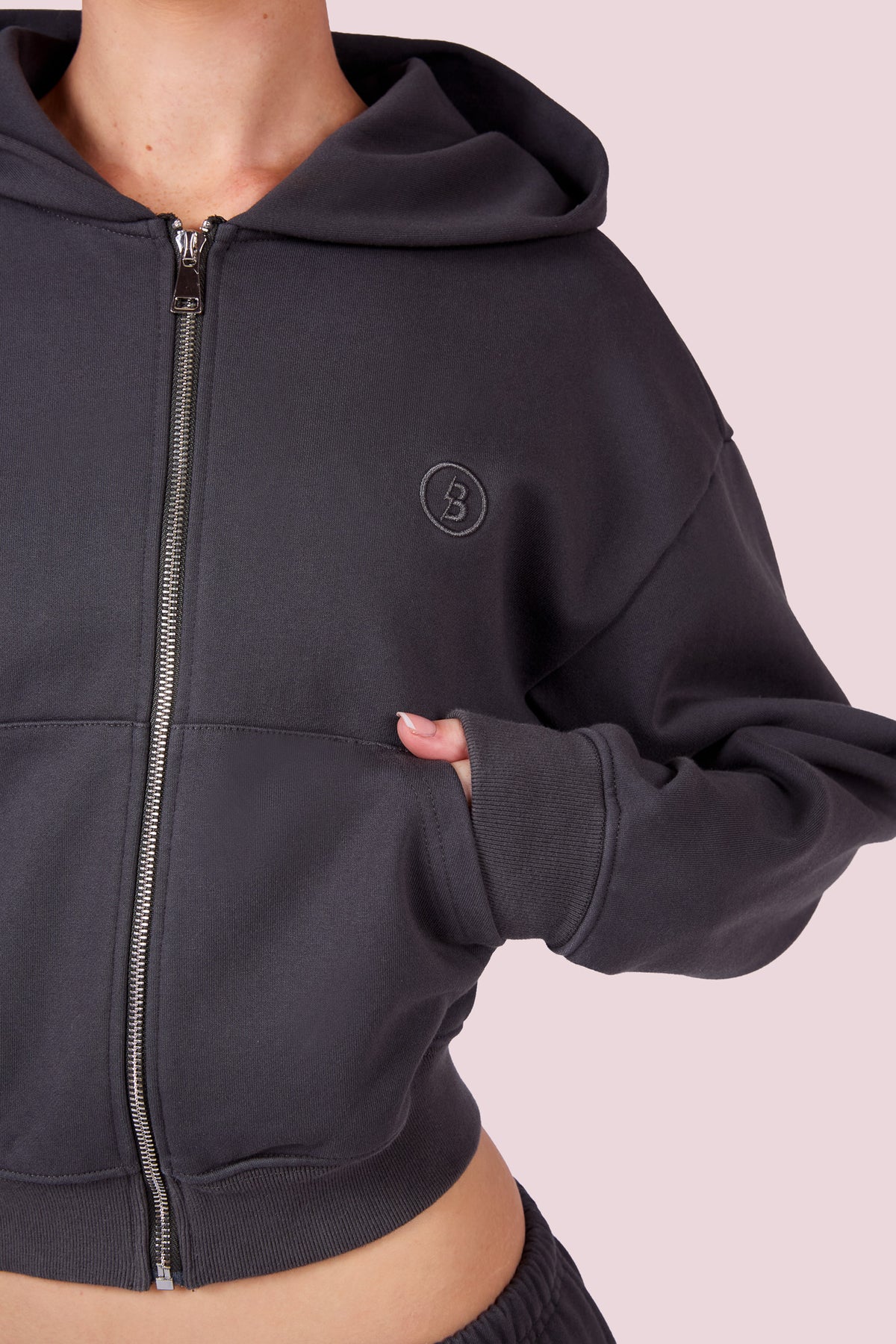 EVERYBODY BASICS ZIP UP SWEATSUIT HOODIE (CHARCOAL)