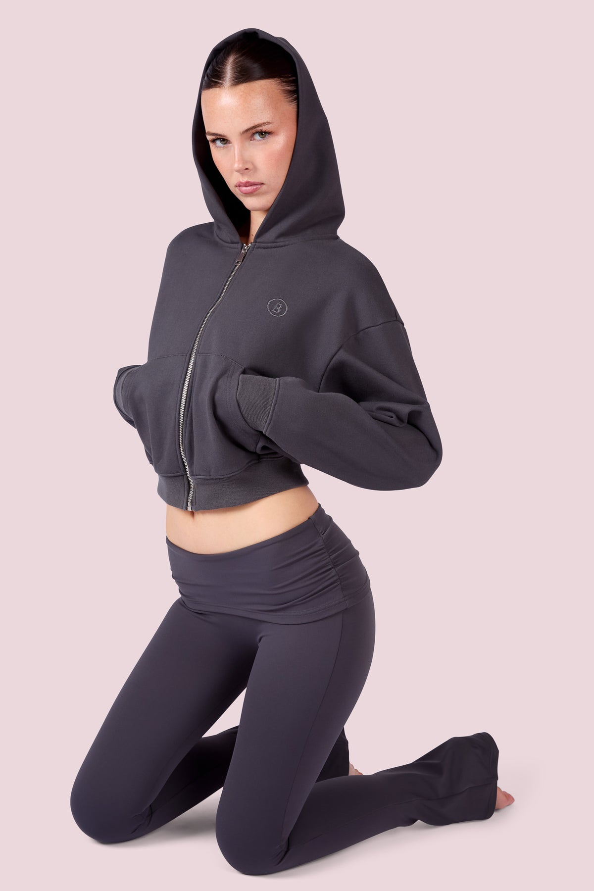 EVERYBODY BASICS ZIP UP SWEATSUIT HOODIE (CHARCOAL)