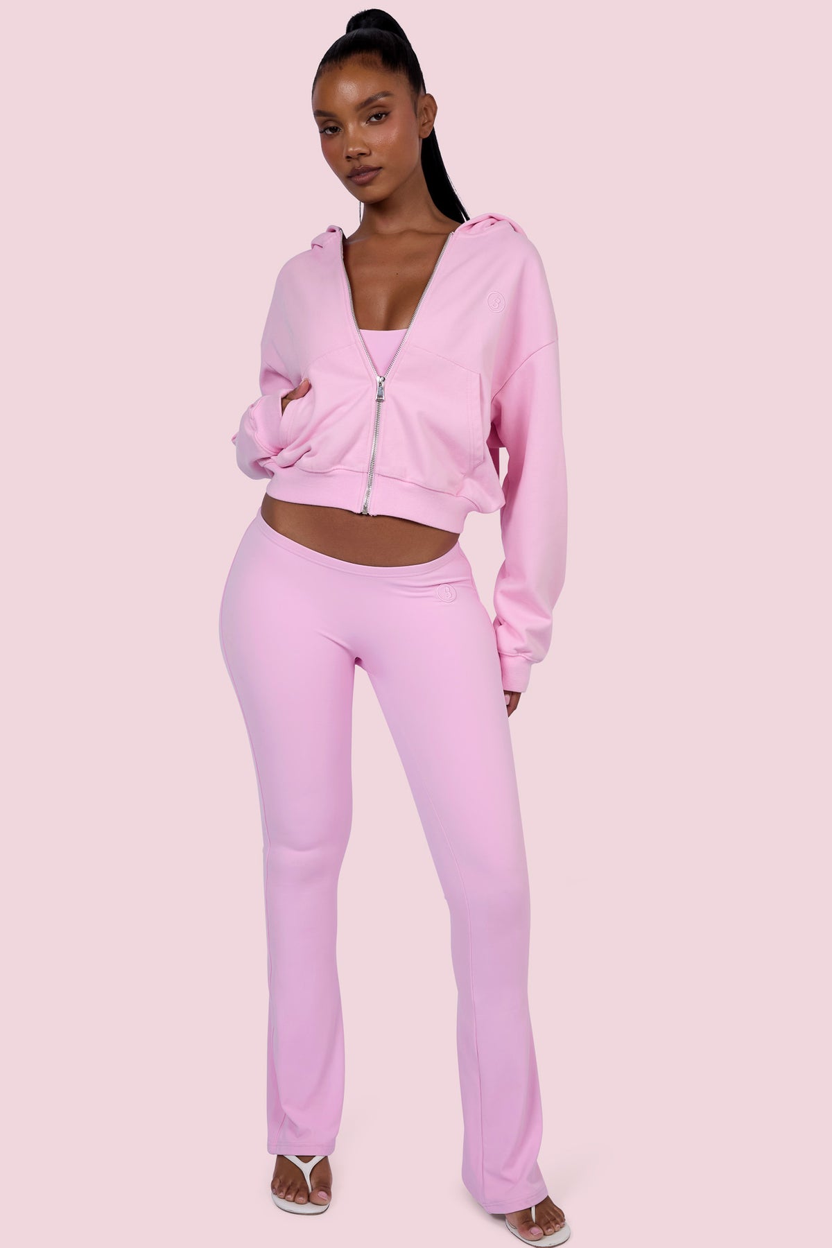 EVERYBODY BASICS ZIP UP SWEATSUIT HOODIE (LIGHT PINK)