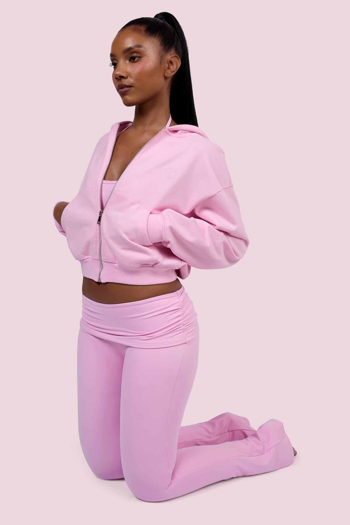 EVERYBODY BASICS ZIP UP SWEATSUIT HOODIE (LIGHT PINK)