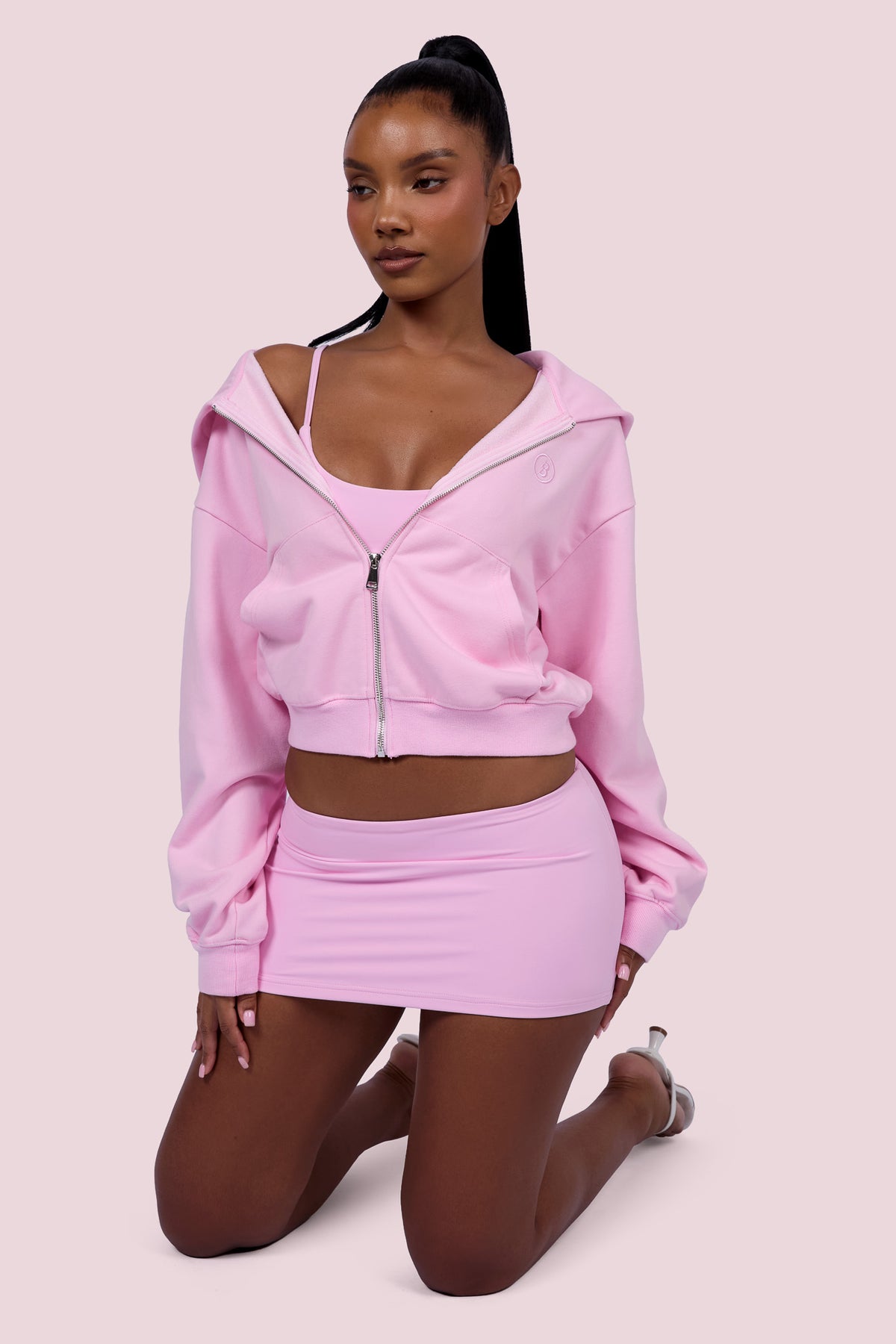 EVERYBODY BASICS ZIP UP SWEATSUIT HOODIE (LIGHT PINK)