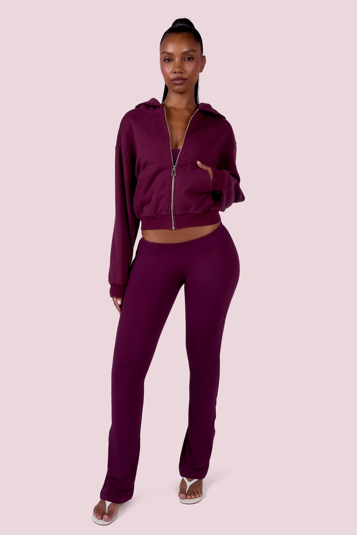 EVERYBODY BASICS ZIP UP SWEATSUIT HOODIE (GRAPE WINE)