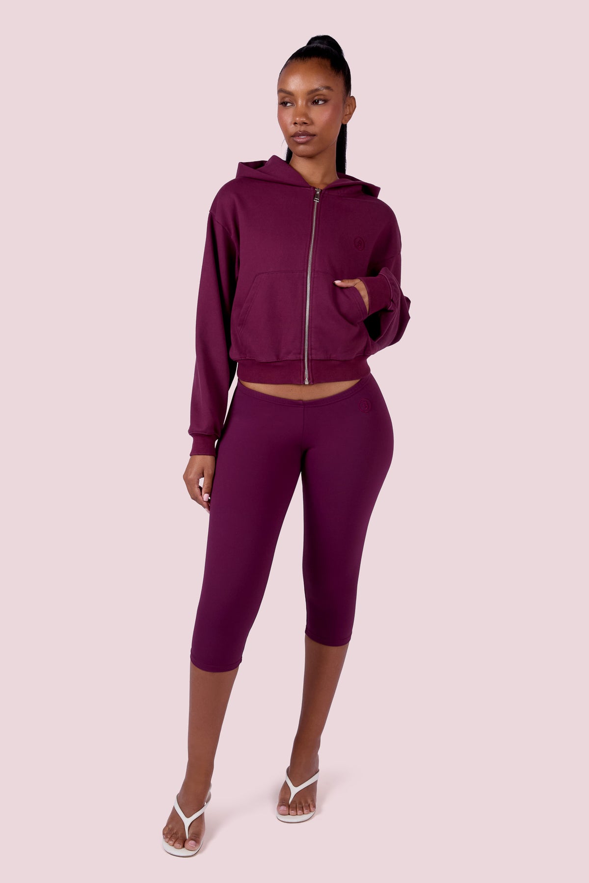 EVERYBODY BASICS ZIP UP SWEATSUIT HOODIE (GRAPE WINE)