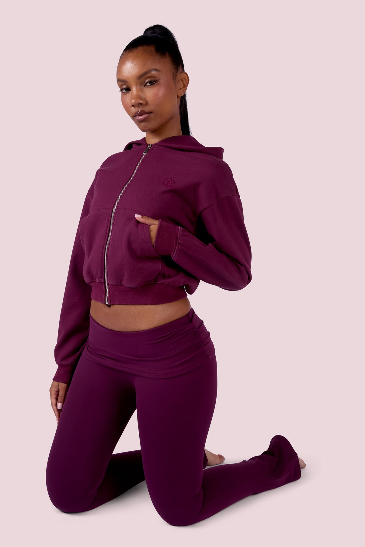EVERYBODY BASICS ZIP UP SWEATSUIT HOODIE (GRAPE WINE)