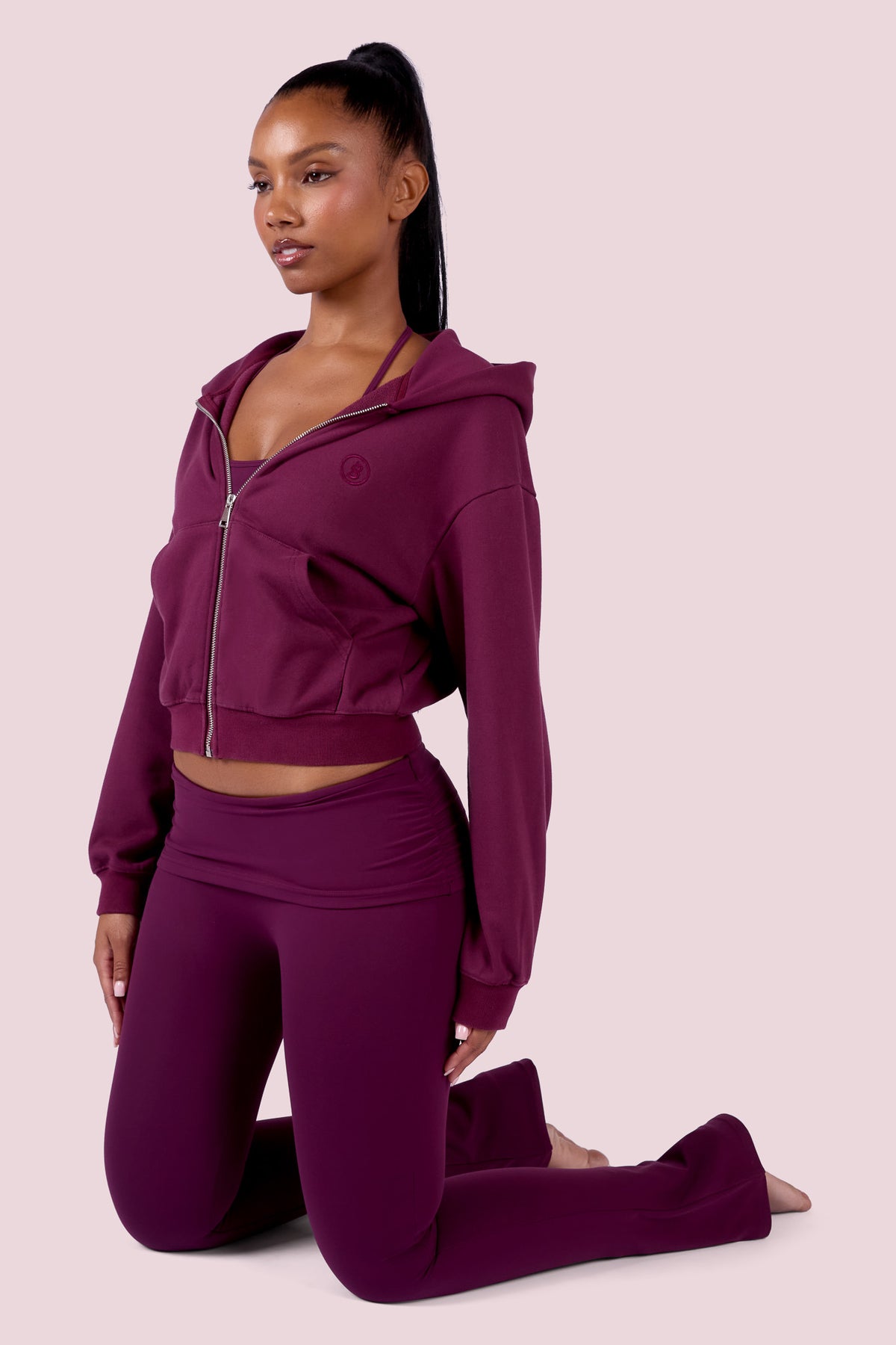 EVERYBODY BASICS ZIP UP SWEATSUIT HOODIE (GRAPE WINE)