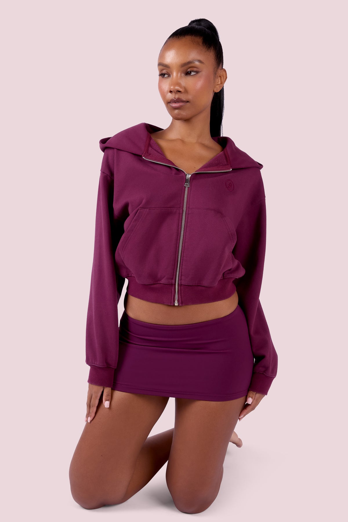 EVERYBODY BASICS ZIP UP SWEATSUIT HOODIE (GRAPE WINE)