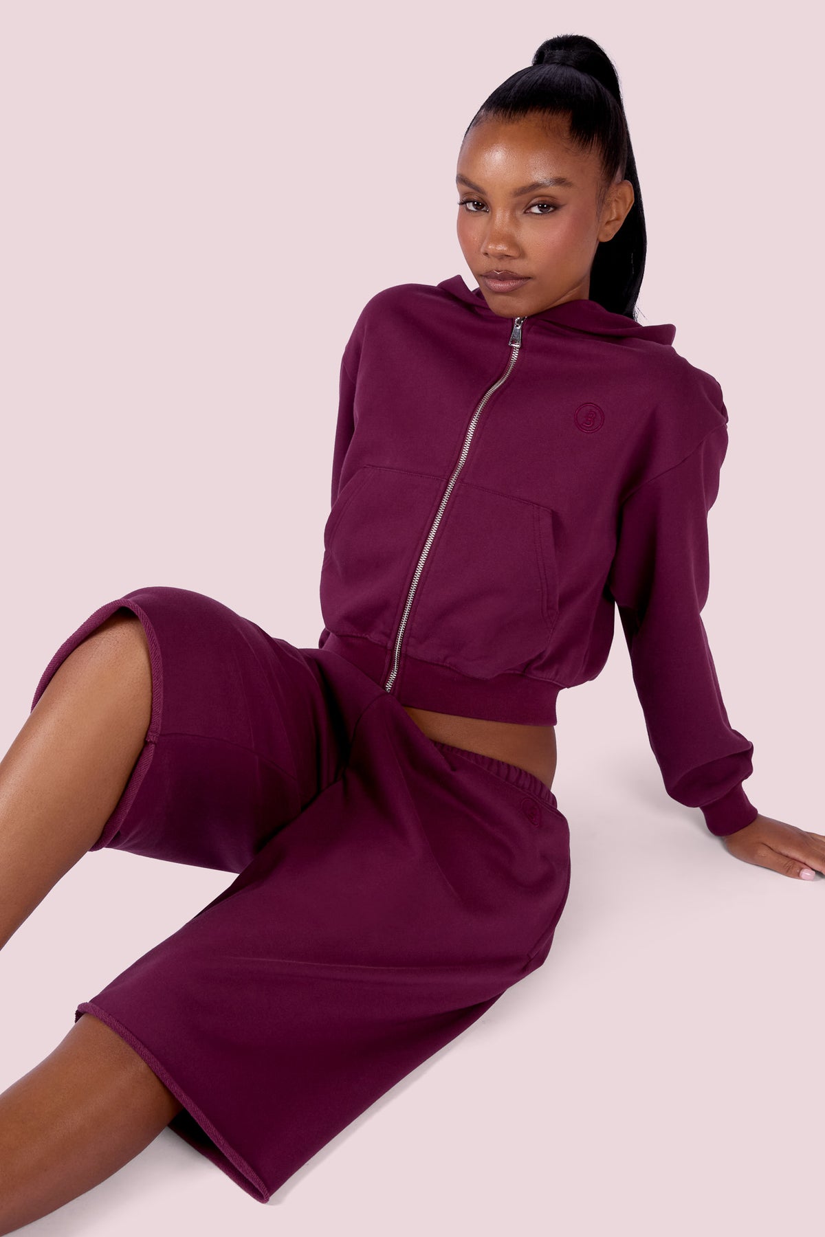 EVERYBODY BASICS ZIP UP SWEATSUIT HOODIE (GRAPE WINE)