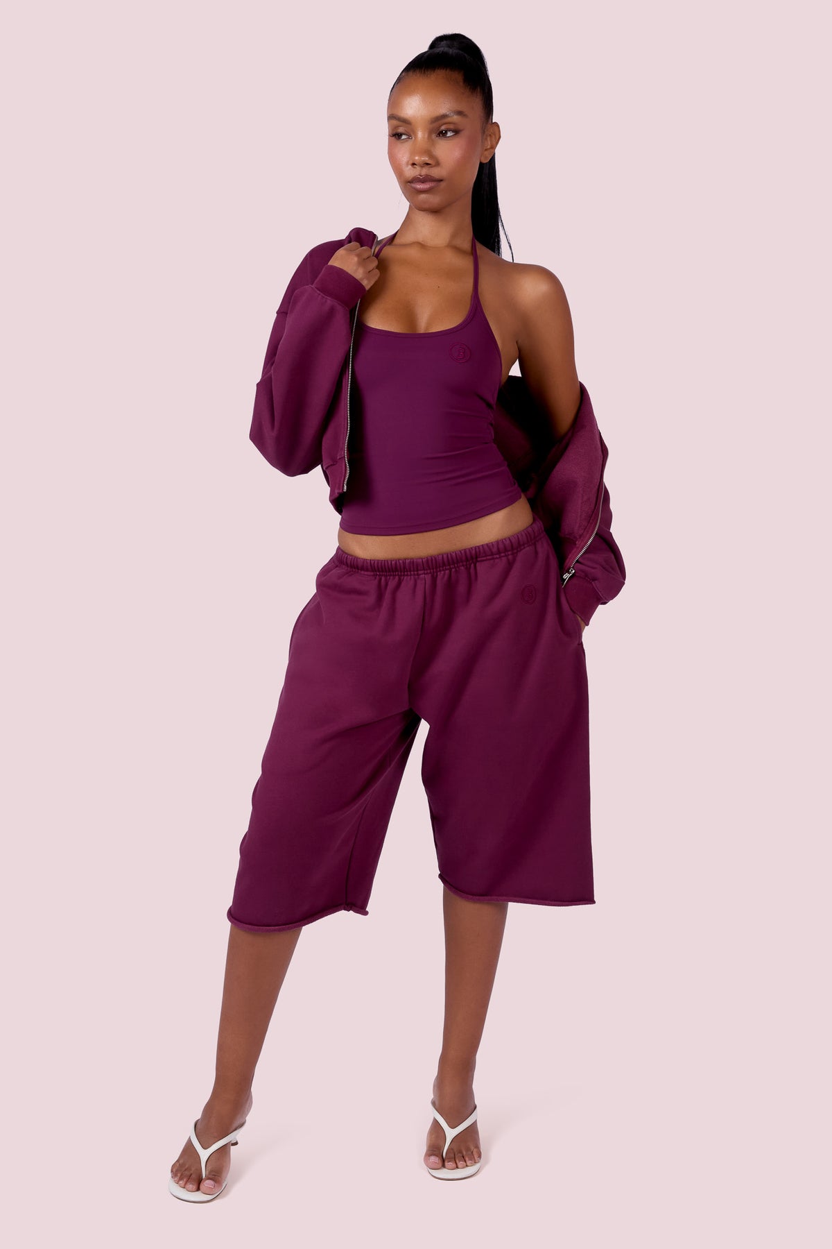 EVERYBODY BASICS SWEAT JORTS (GRAPE WINE)