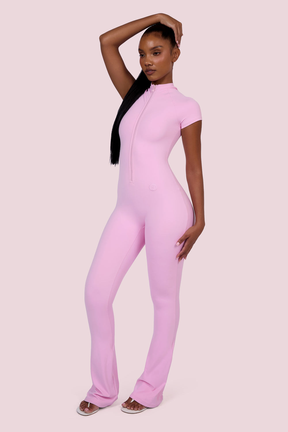 EVERYBODY BASICS SHORT SLEEVE JUMPSUIT (LIGHT PINK)