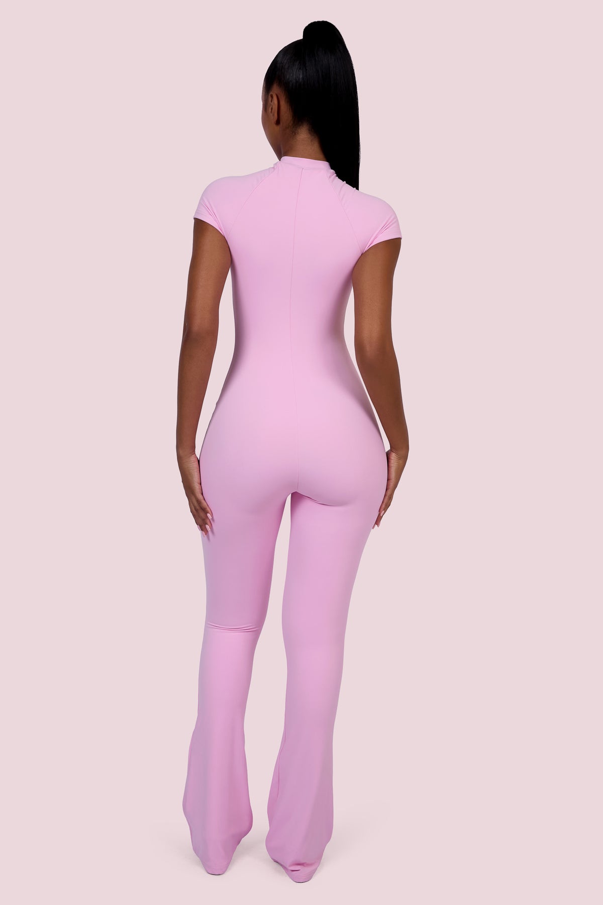 EVERYBODY BASICS SHORT SLEEVE JUMPSUIT (LIGHT PINK)