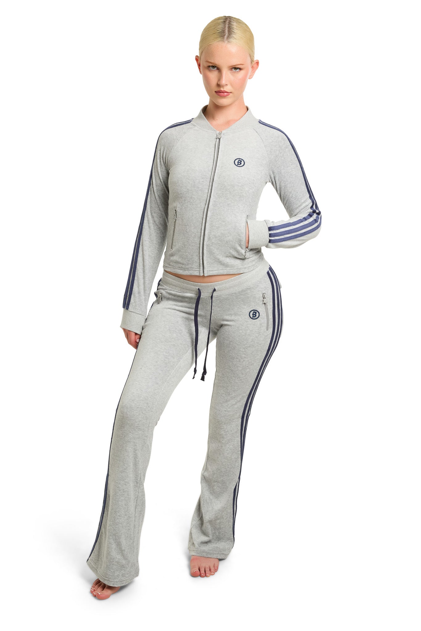 BODY VELOUR TRACK PANTS (HEATHER GREY)