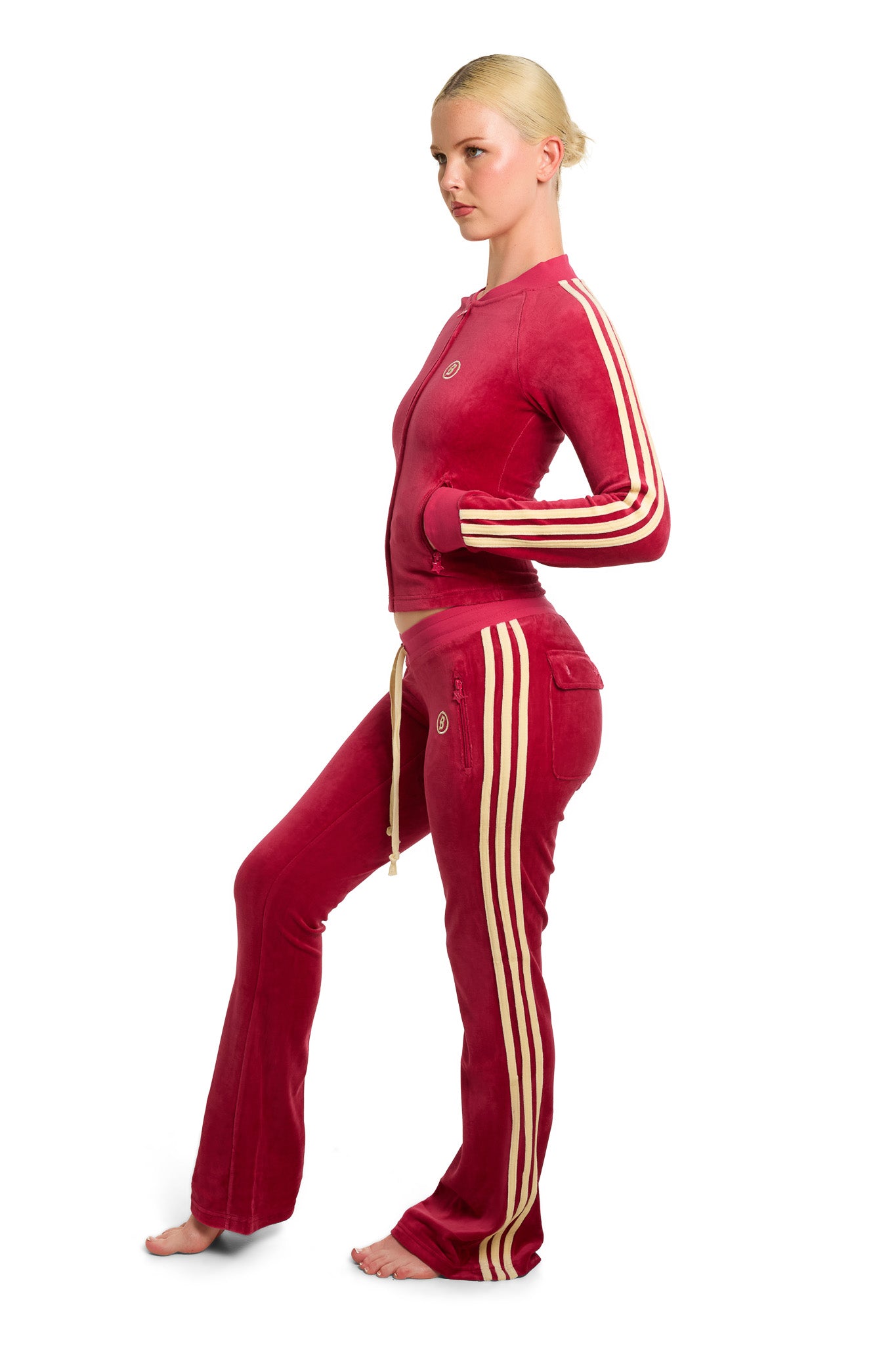 BODY VELOUR TRACK PANTS (STRAWBERRY PINK) — Body by Raven Tracy