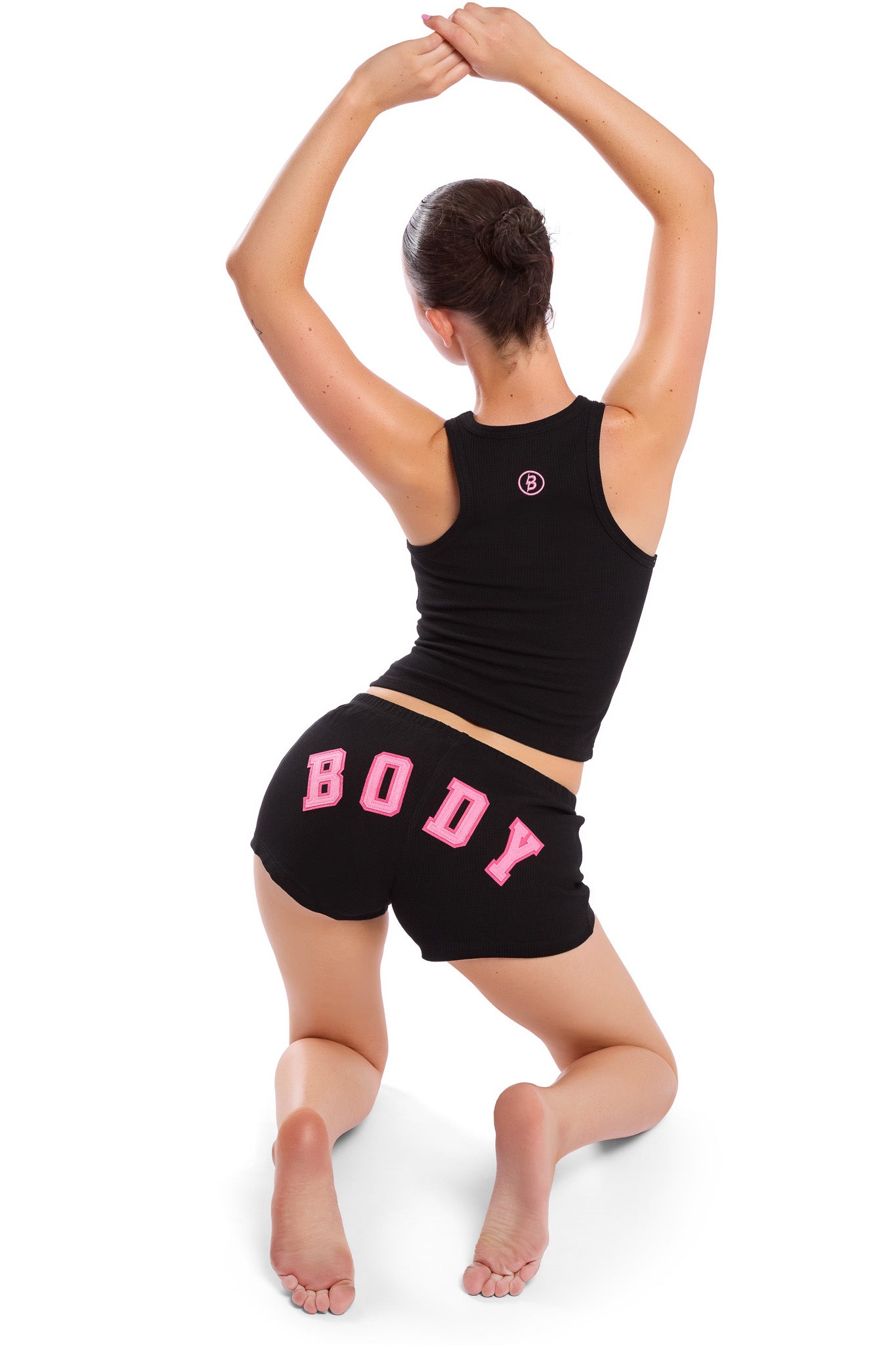 WAFFLE KNIT SHORTS (BLACK/PINK)