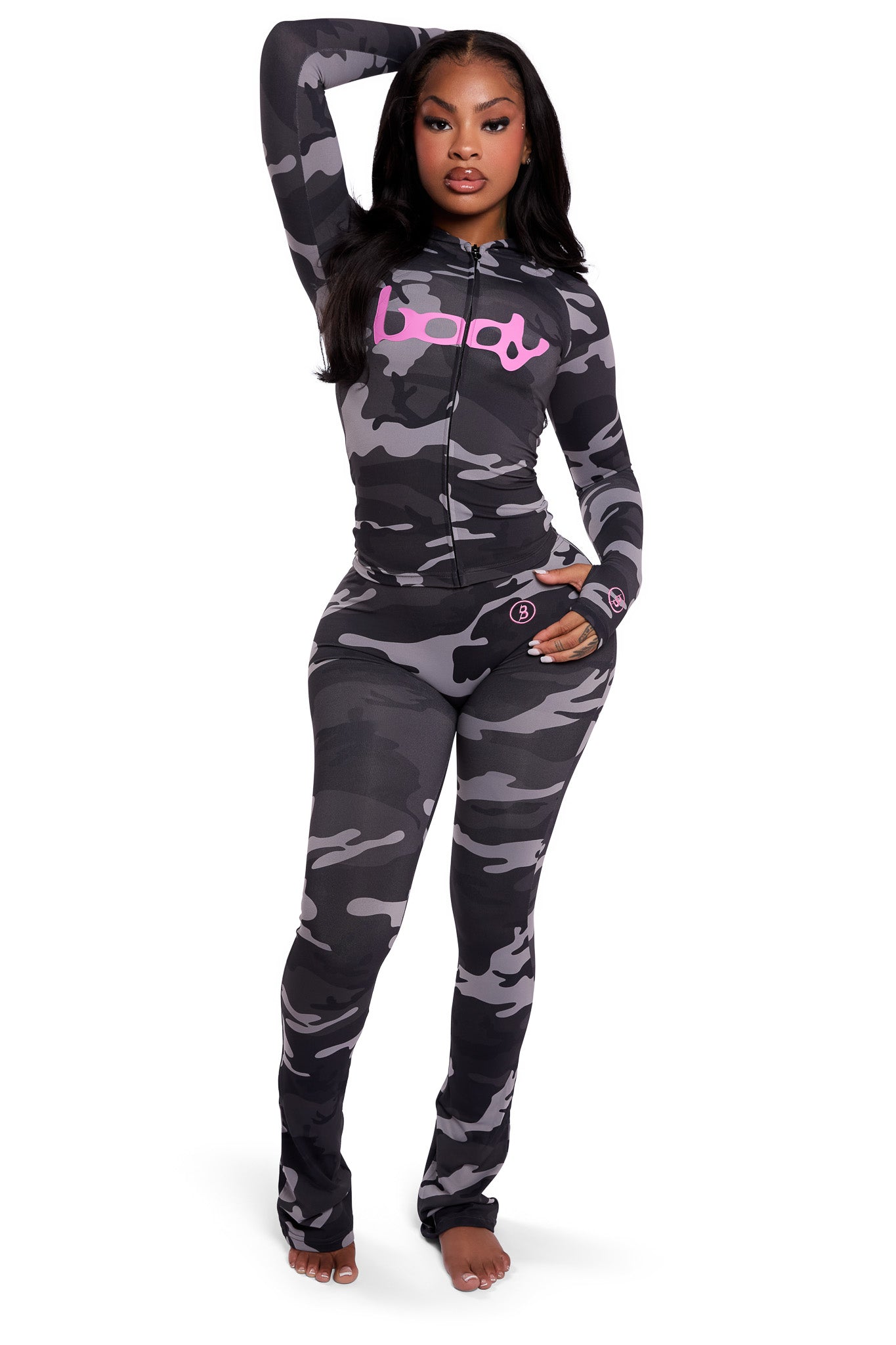 BASICS HOODIE 2.0 (GREY CAMO/HOT PINK)