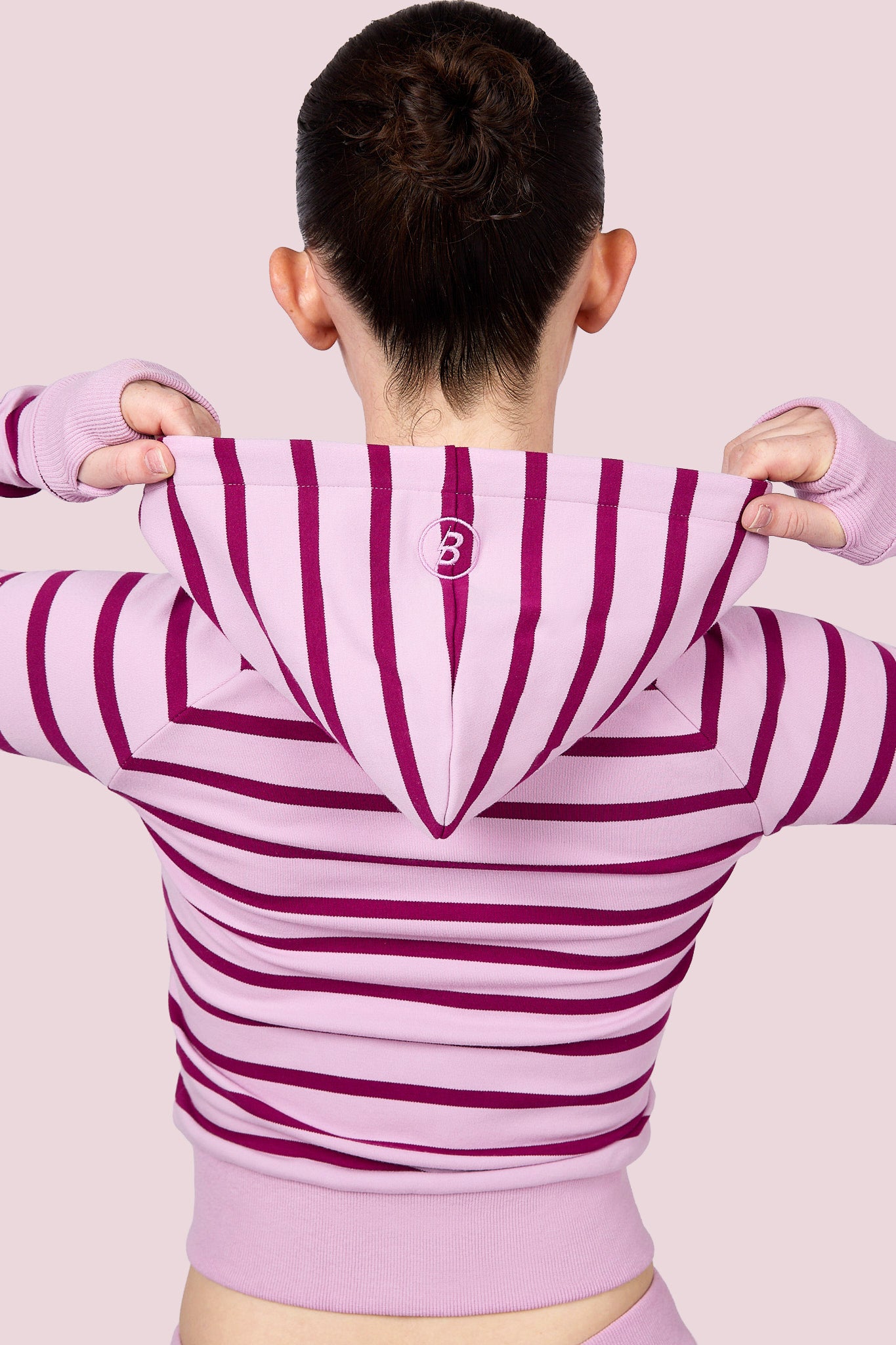 BODY KNITWEAR ZIP HOODIE (CHERRY BLOSSOM STRIPE)