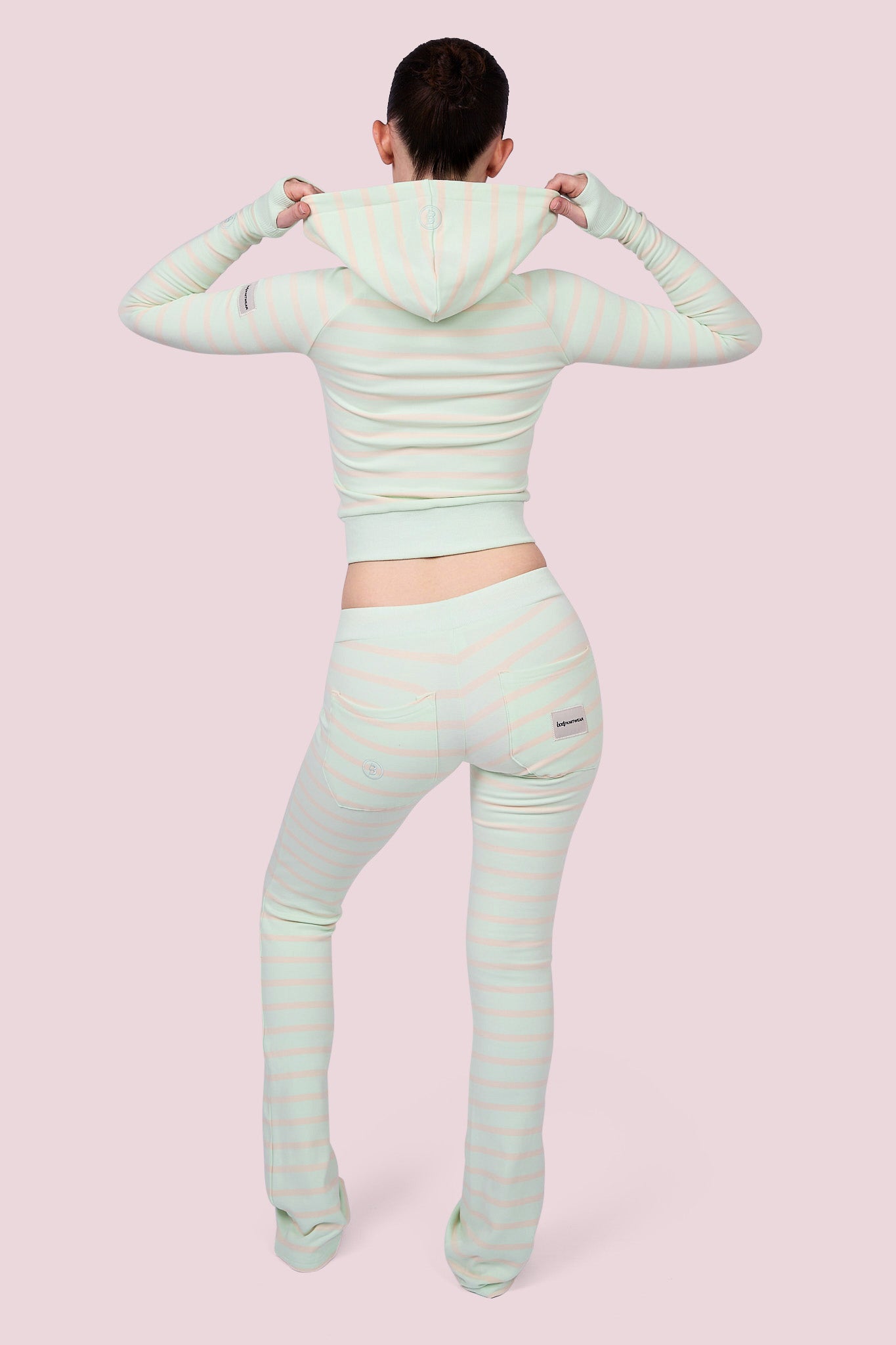 BODY KNITWEAR ZIP HOODIE (PISTACHIO STRIPE)