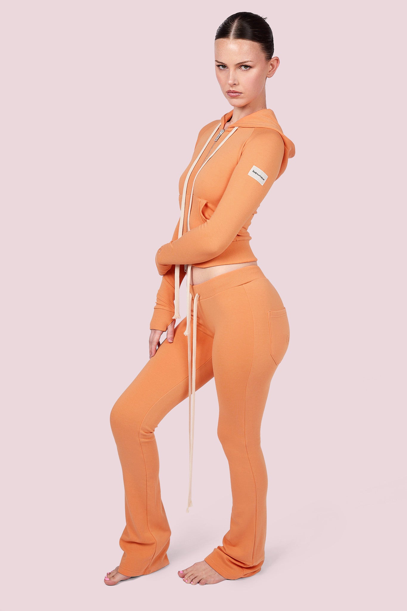 BODY KNITWEAR ZIP HOODIE (SHERBET ORANGE)