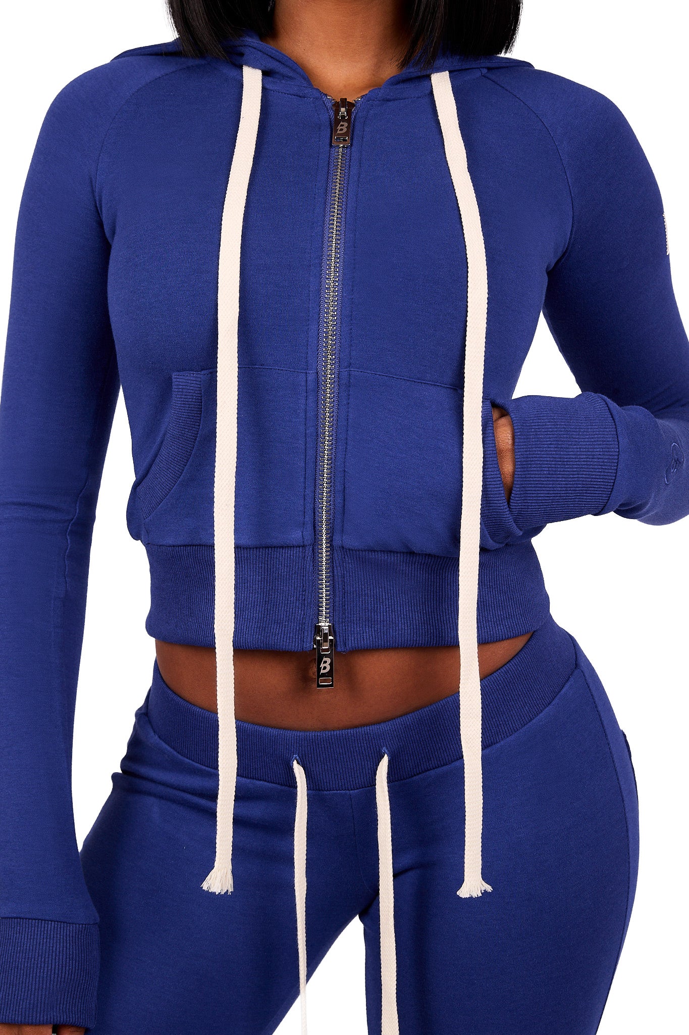 BODY KNITWEAR ZIP HOODIE (COBALT BLUE)