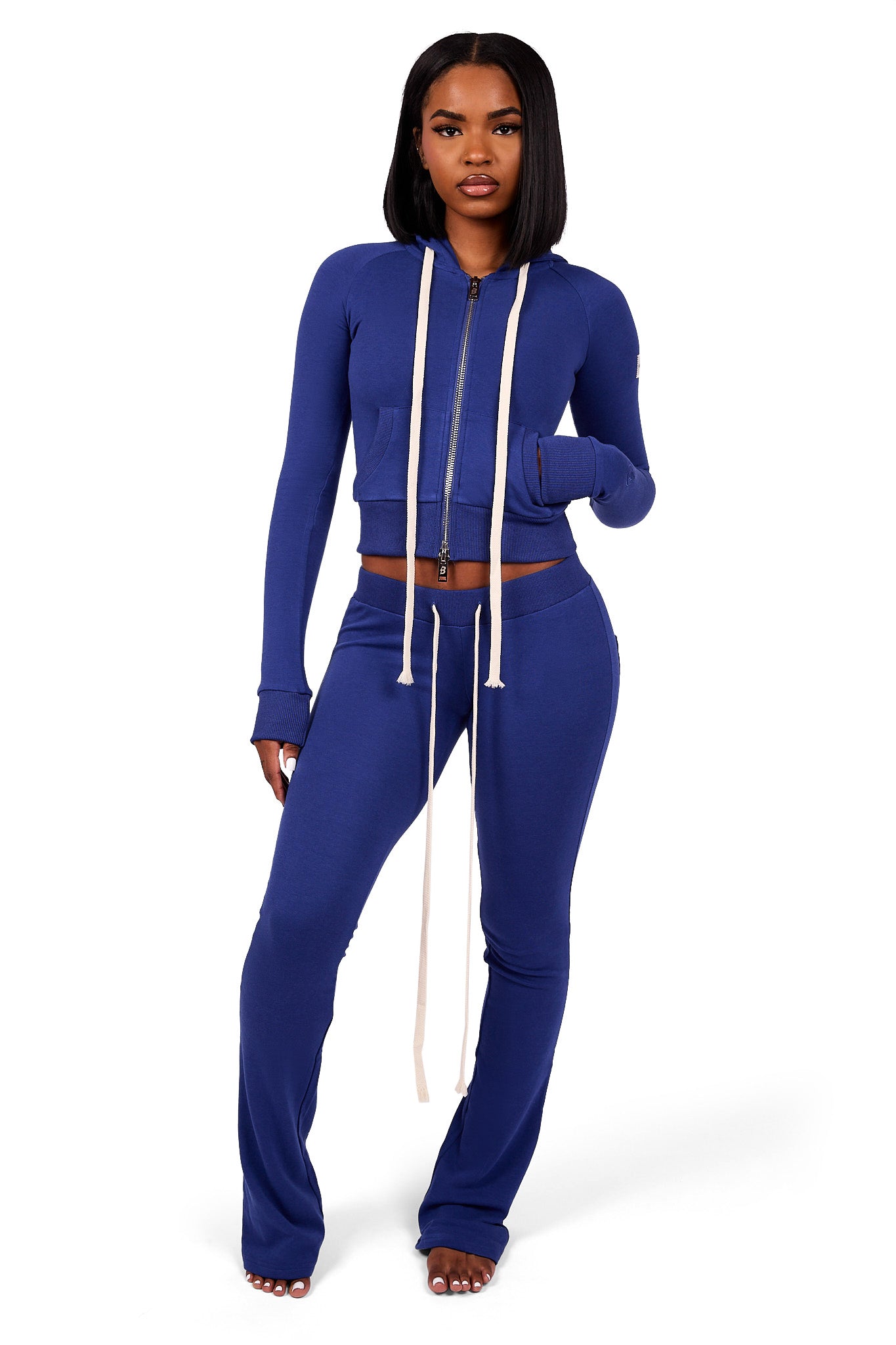 BODY KNITWEAR ZIP HOODIE (COBALT BLUE)